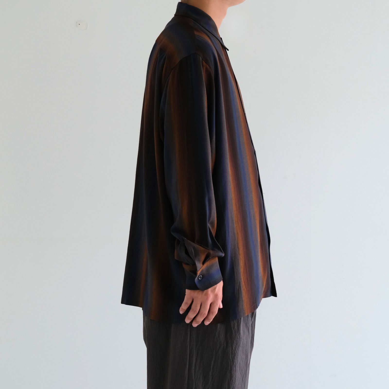 LOOSE SHIRTS ‐Wool Rayon Gradetion stripe‐ / シャツ / ストライプ