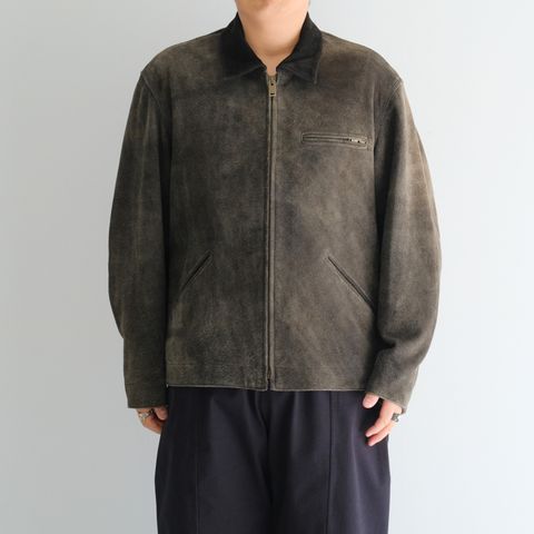 LEATHER DETROITJACKET ‐Goat suede Antique finish‐ / レザージャケット / ゴートレザー / アンティーク加工 / Black