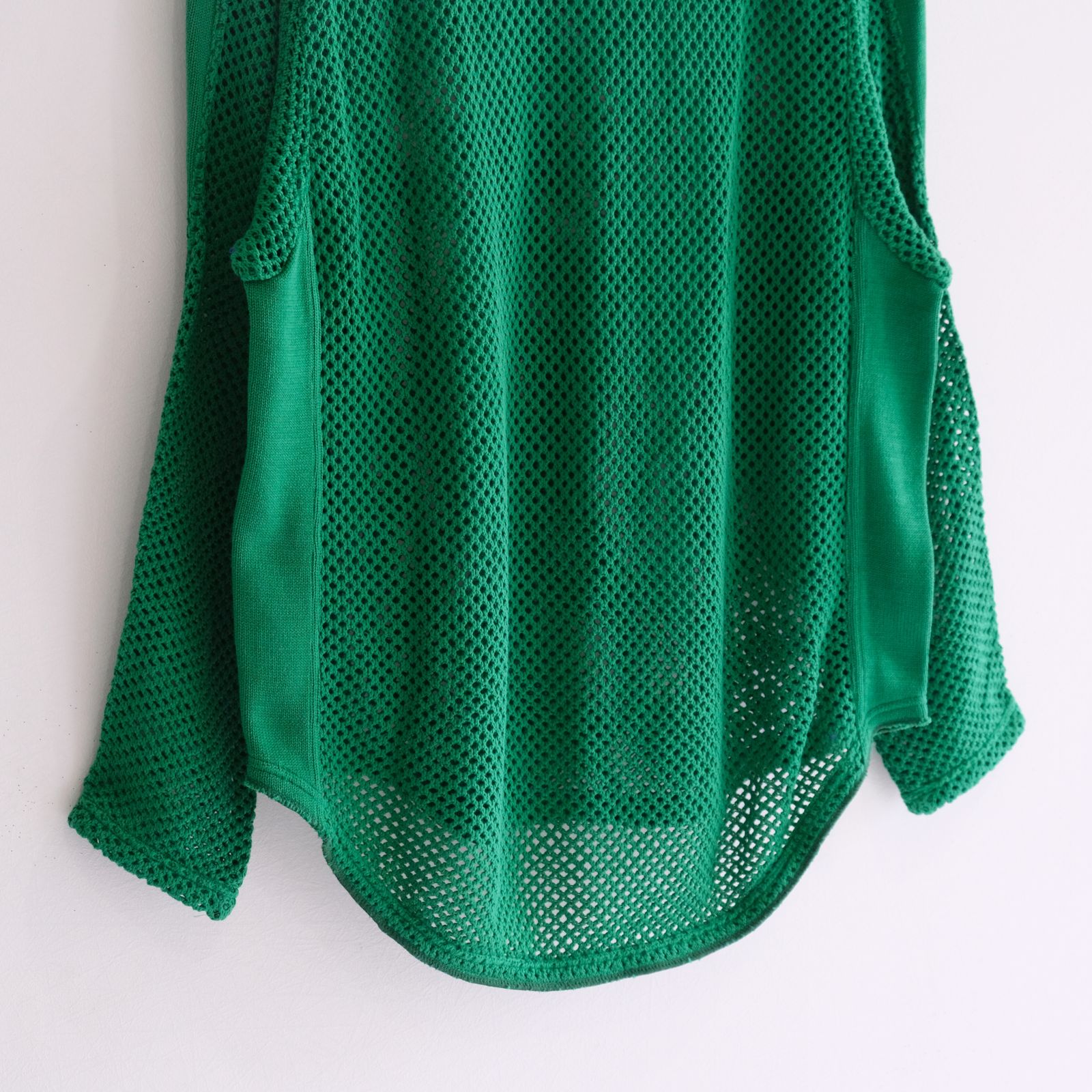 PRINTED FOOTBALL KNIT TEE - Mesh crochet - / フットボール / ニット / ロンT / ロングスリーブTシャツ / Green