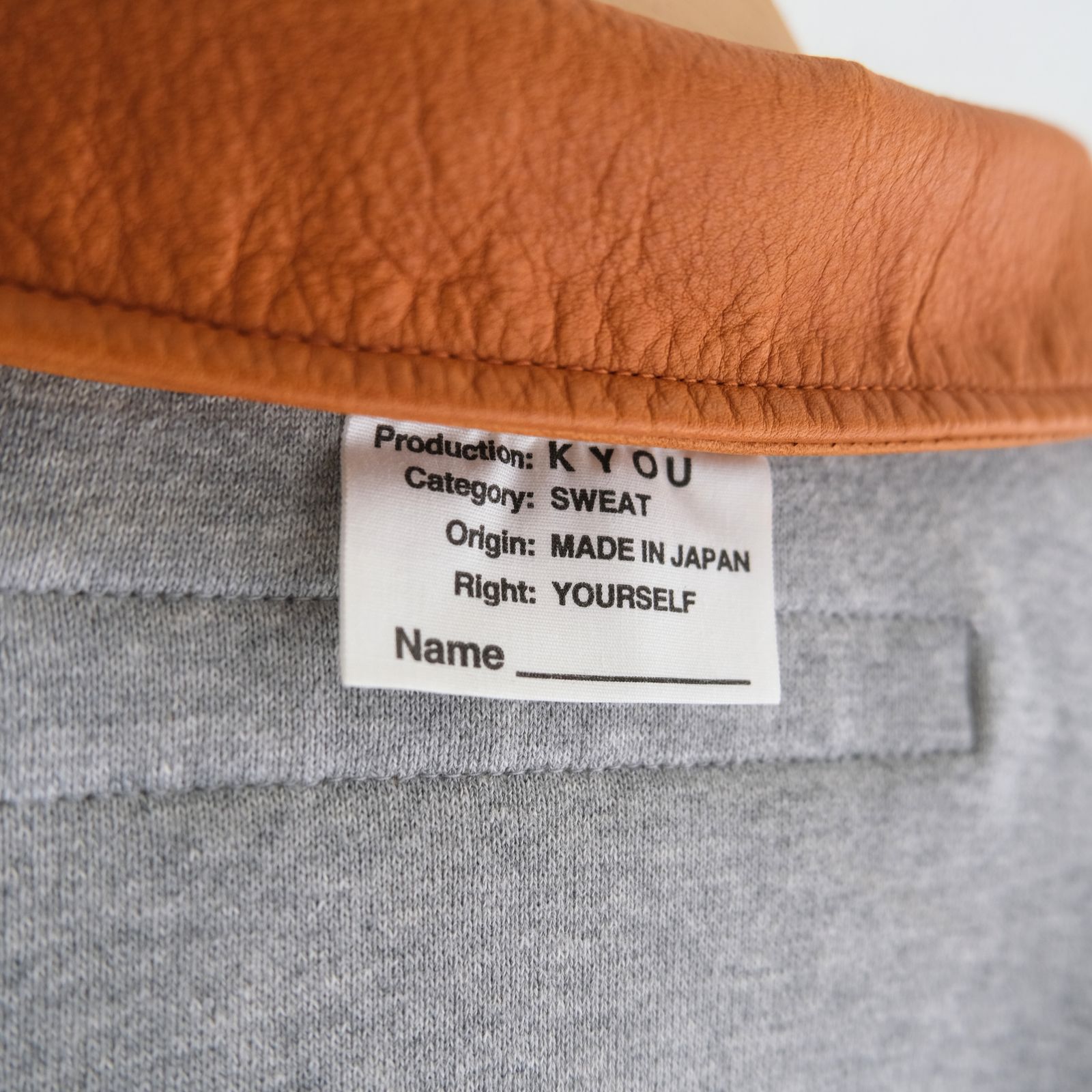 "BROTHERS" Leather × Original Supima Aging Cotton Sweat / ハーフジップ / スウェット / レザー / M.GRAY