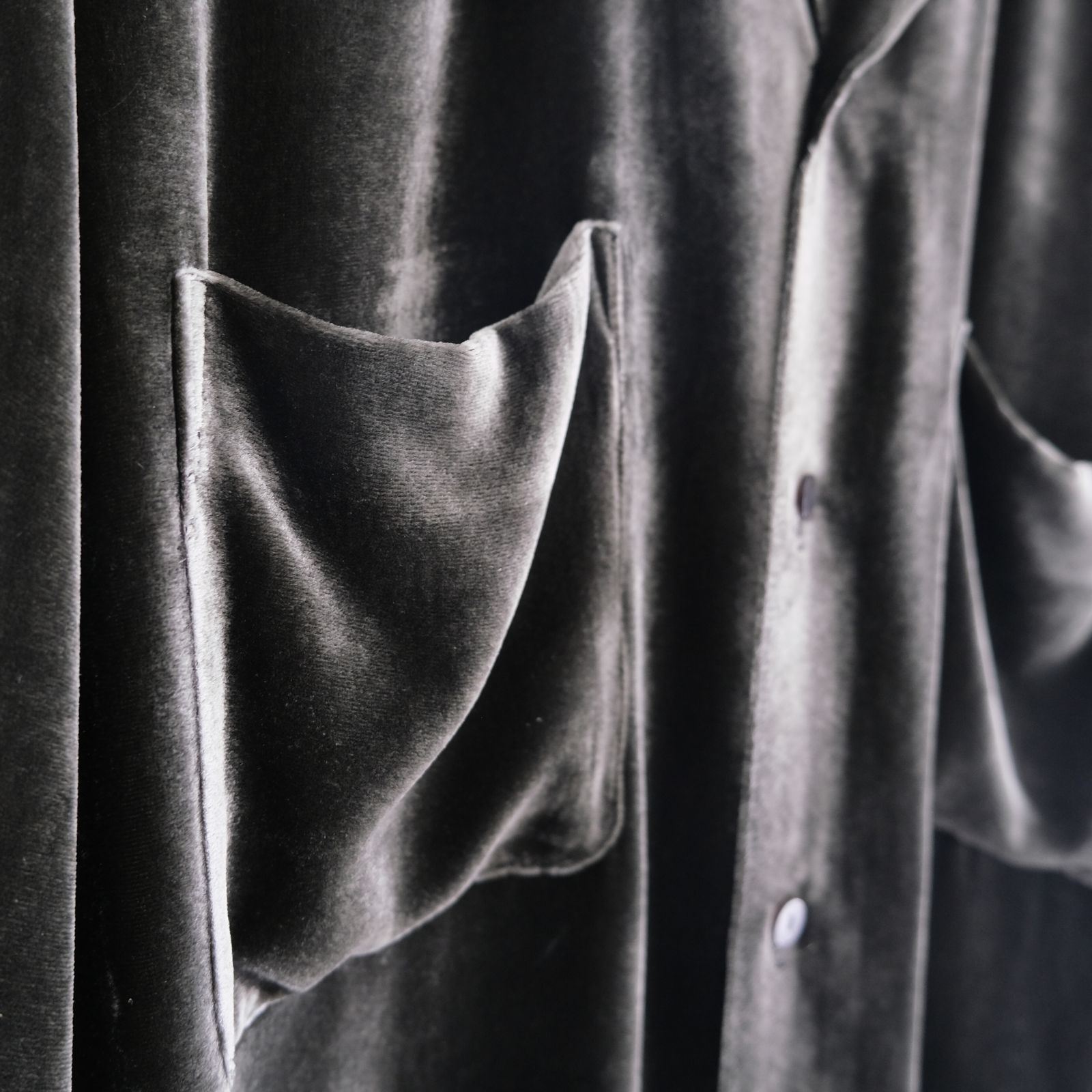 VELVET OPEN COLLAR SHIRTS ‐Silk Rayon‐ / シャツ / 開襟シャツ / シルク / レーヨン / ベルベット / Black