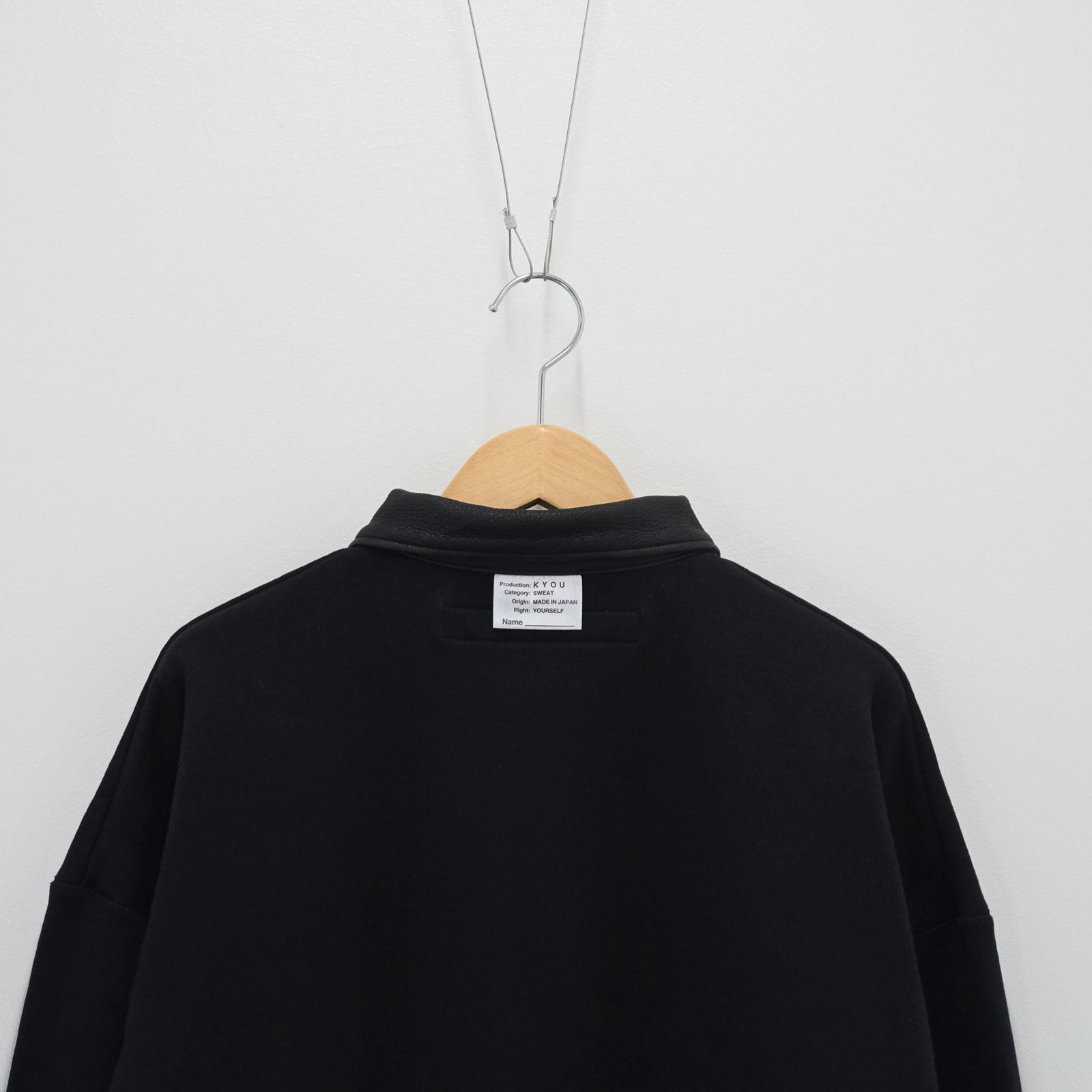 "BROTHERS" Leather × Original Supima Aging Cotton Sweat / ハーフジップ / スウェット / レザー / ブラック