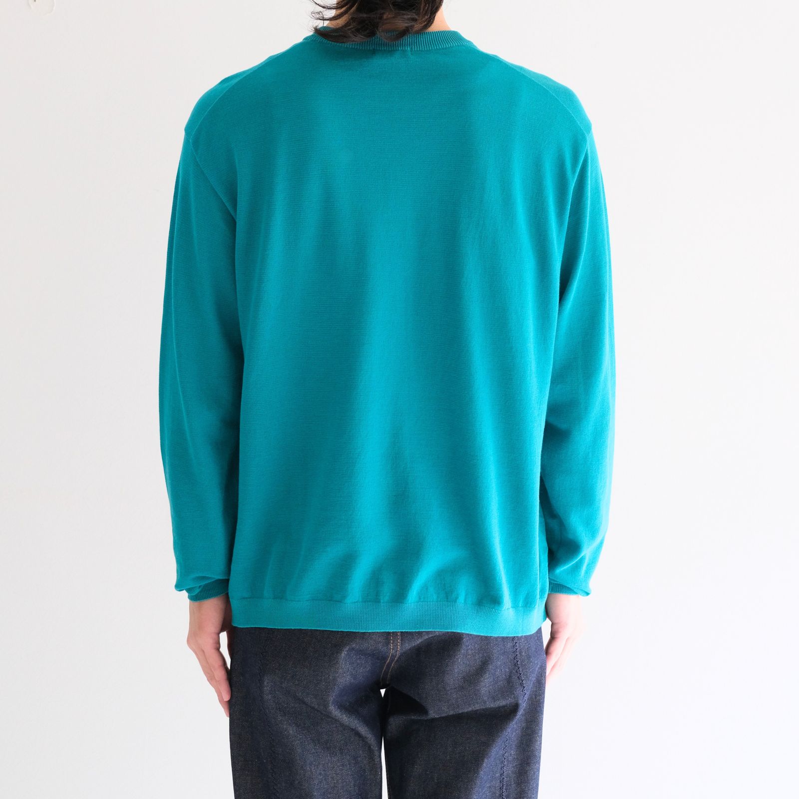 TWISTED COTTON KNIT PULLOVER / ツイストコットンニットプルオーバー（PEACOCK GREEN）