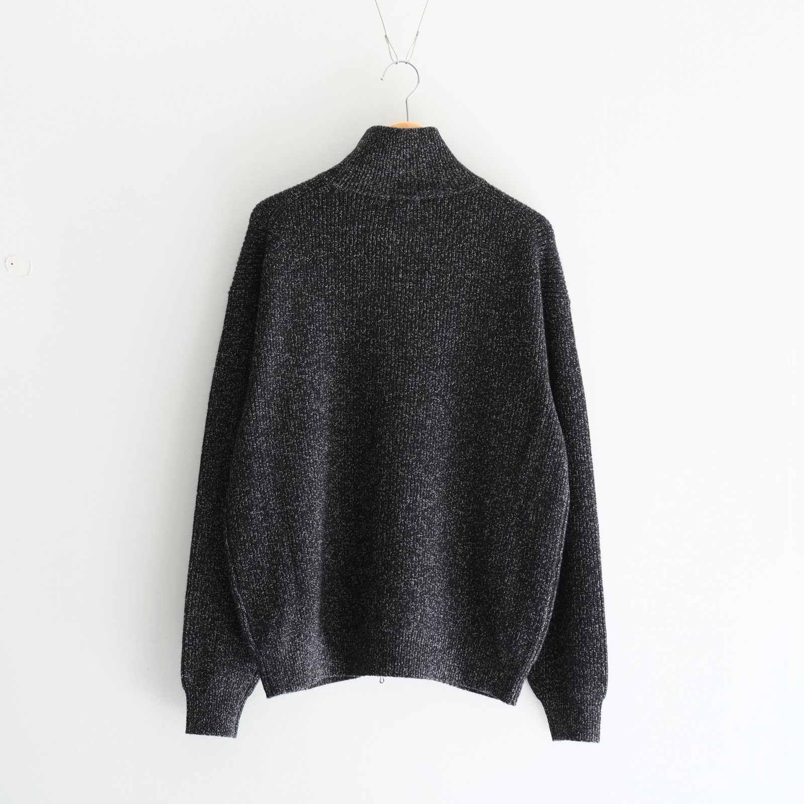 W/C MEALANGE RIB DRIVERS KNIT / ニット/ ドライバーズニット / メリノウール / BLACK