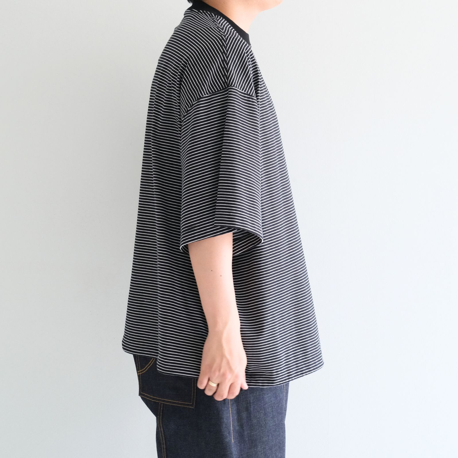 BALLOON BORDER SHORT SLEEVE T-SHIRT / Tシャツ / バルーン / ボーダー / BLACK × WHITE