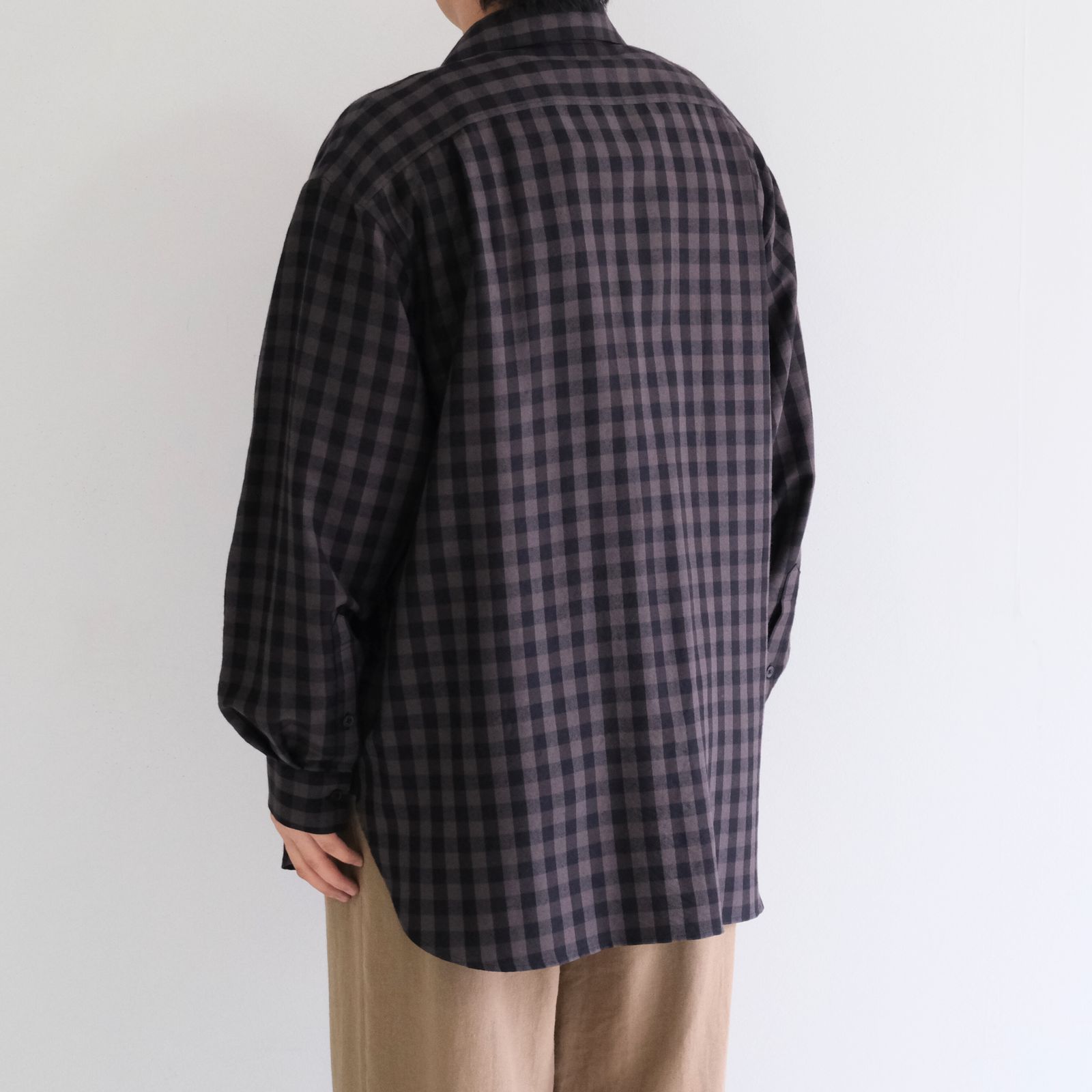 Silk Plaid Skipper Shirts / スキッパー / シャツ / シルク / BLACK