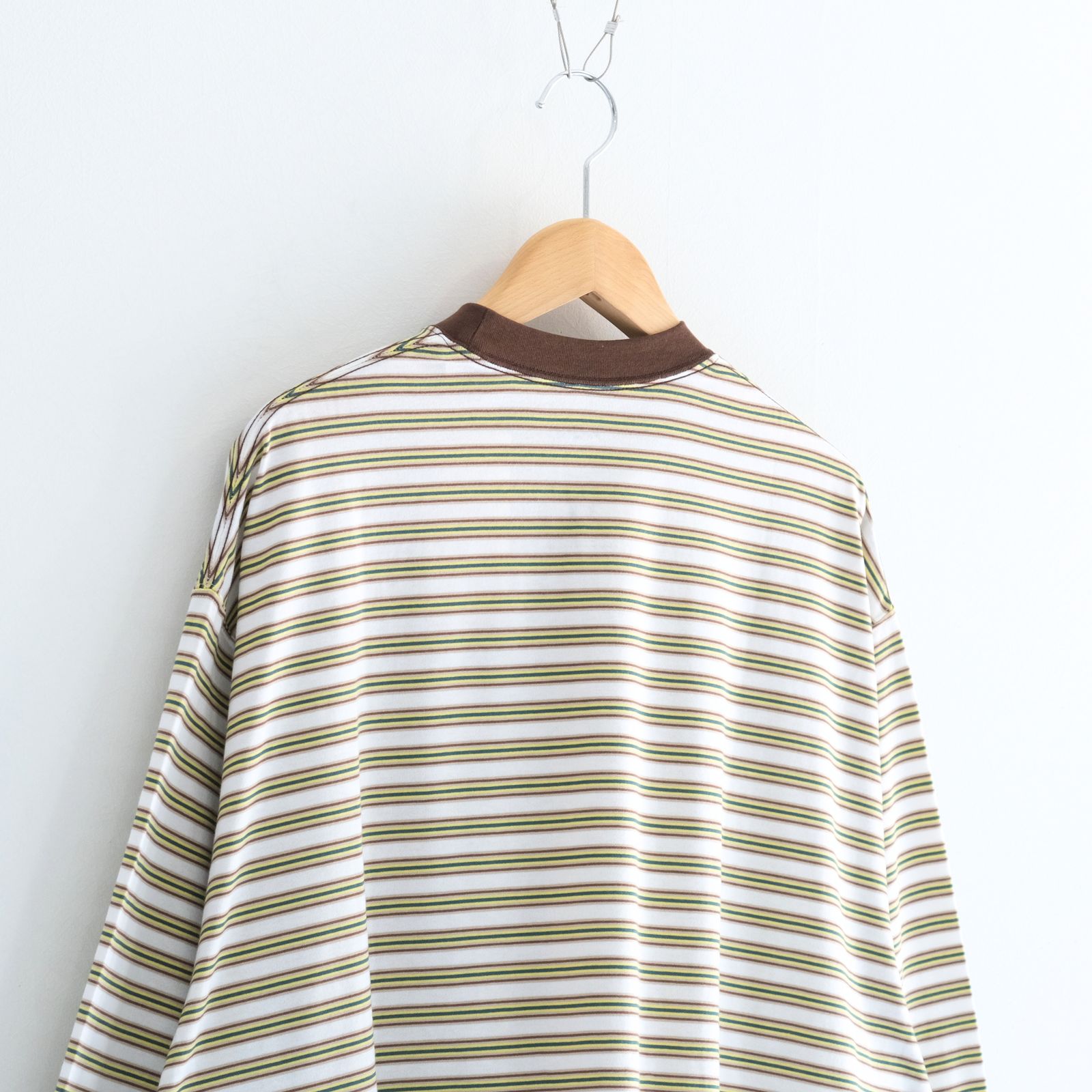 【販売開始 : 7/18 (土) 00:00~】Balloon Border Long-sleeve T-Shirt（BROWN x GREEN）