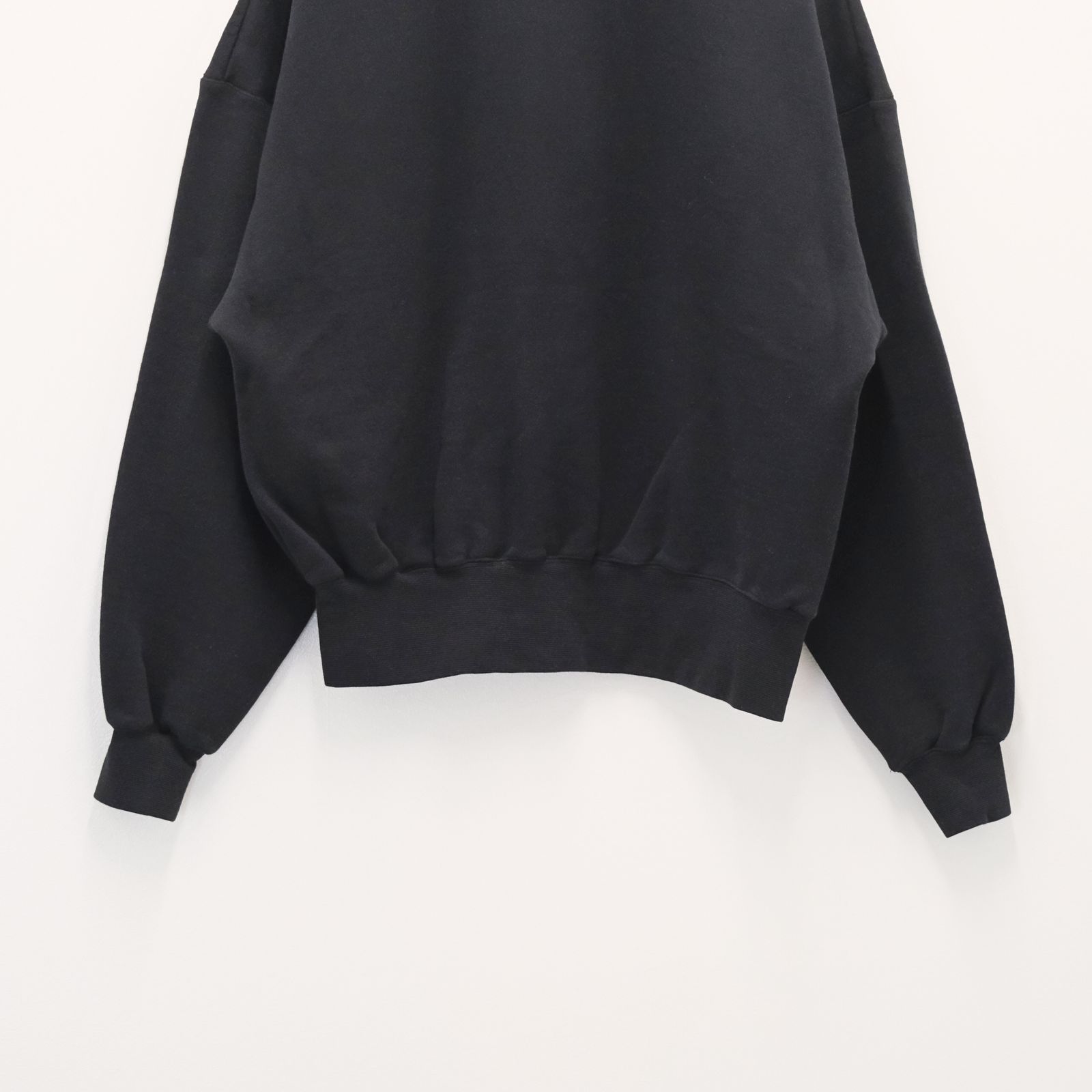 "BROTHERS" Leather × Original Supima Aging Cotton Sweat / ハーフジップ / スウェット / レザー / ブラック