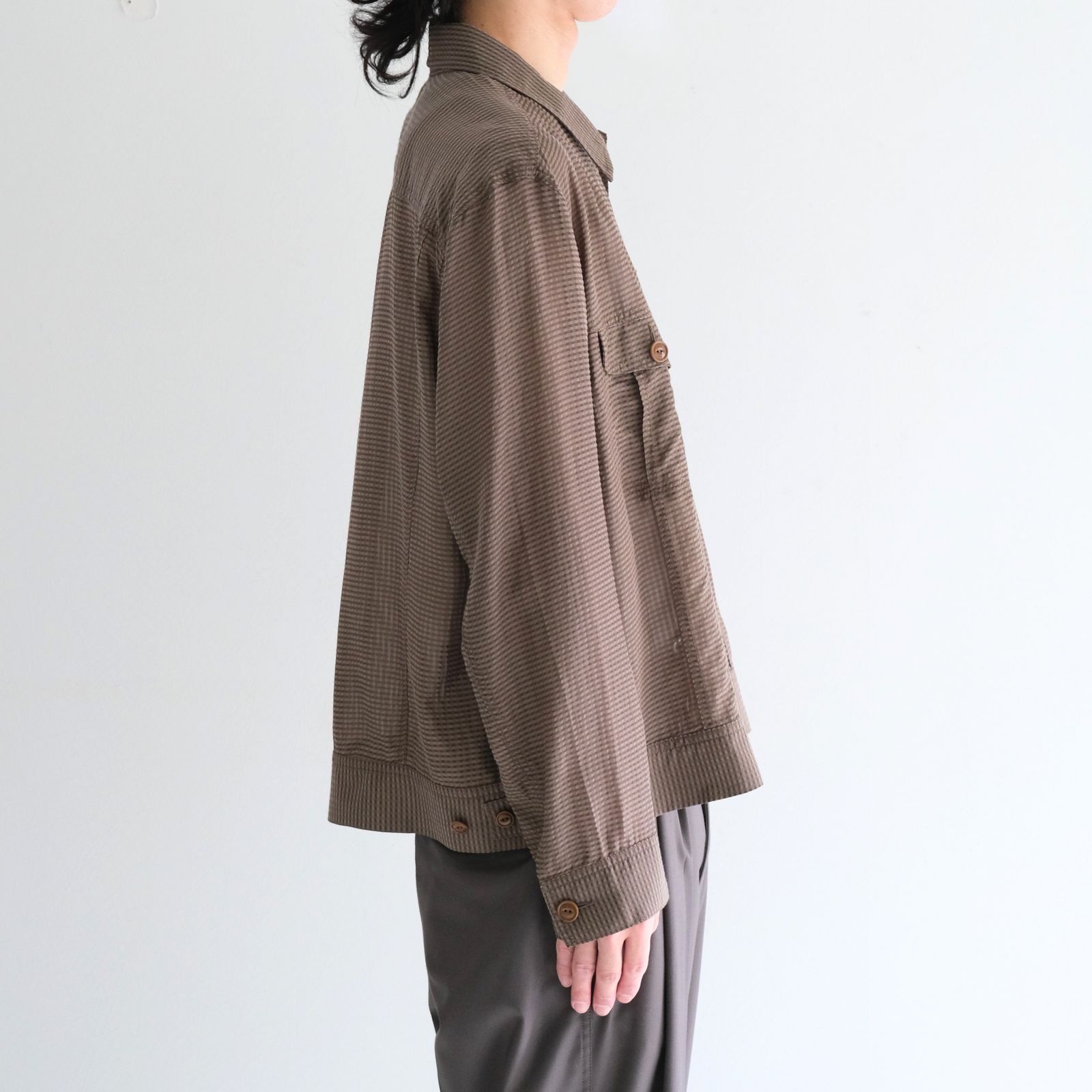 Lee / SEVEN BY SEVEN / SHEER COWBOY JACKET ‐Gingham Check Indian fabric‐ （Greige）