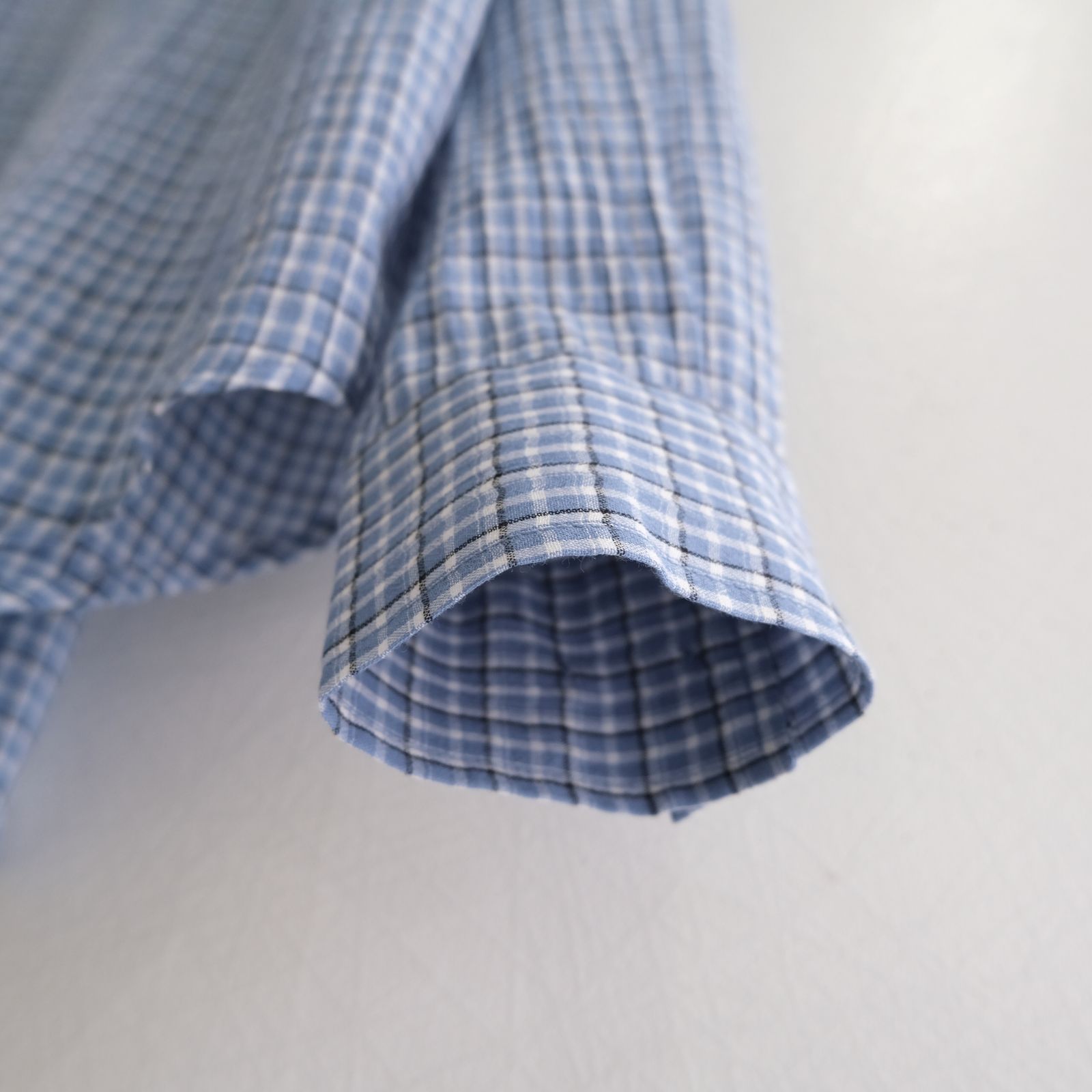 PREMIUM RONACHECK WRINKLE OVER SIZED SHIRTS / シャツ / LIGHT SKY BLUE