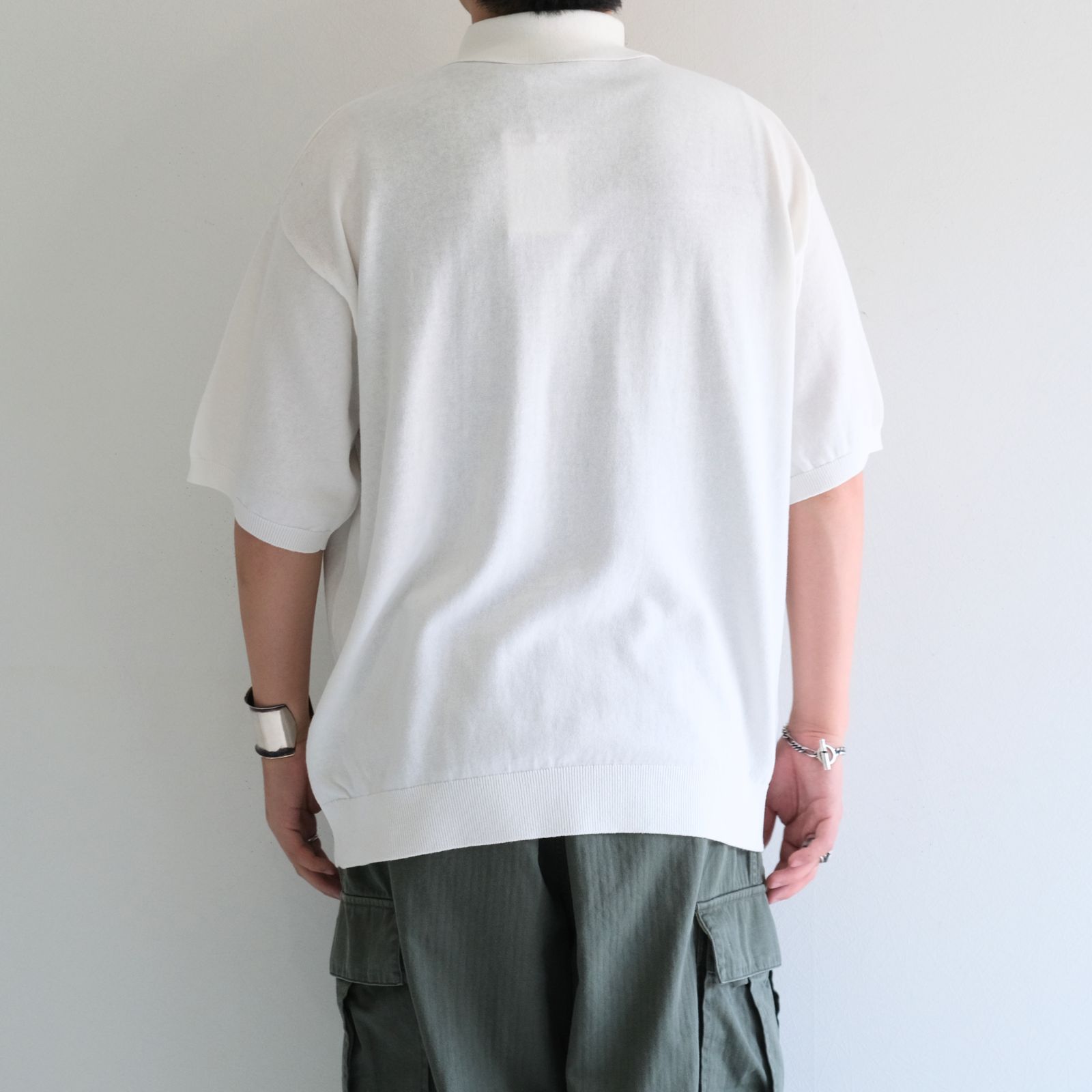 Knitted Polo Shirt /  ニット ポロ シャツ（WHITE）