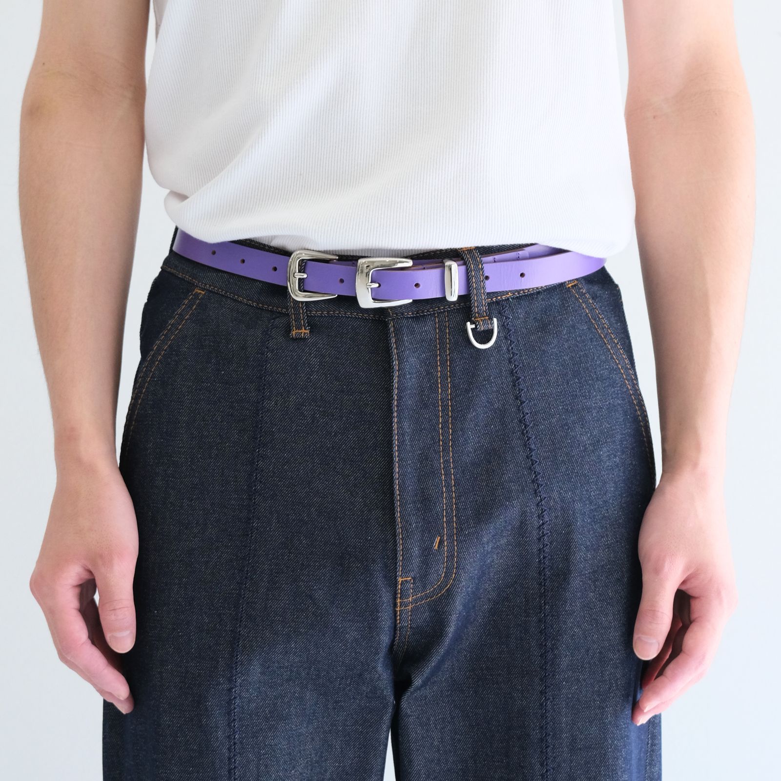 Elongated Leather Belt / イーロンゲイテッド レザーベルト（Lavender）