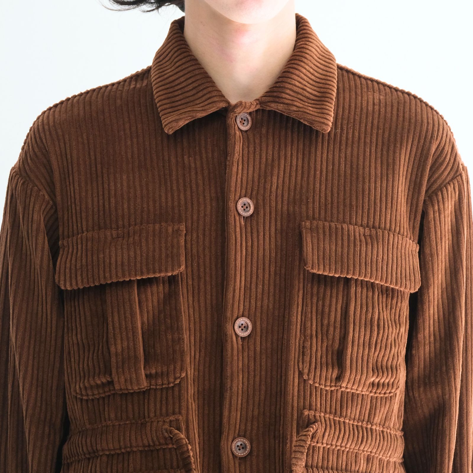 【残り1点】WIDE-WALE CORDUROY SAFARI JACKET（BROWN）