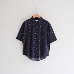 36G Linen Sucker Flower Atmosphere S/S Shirt / シャツ / 半袖 / ニットサッカー生地 /  NAVY