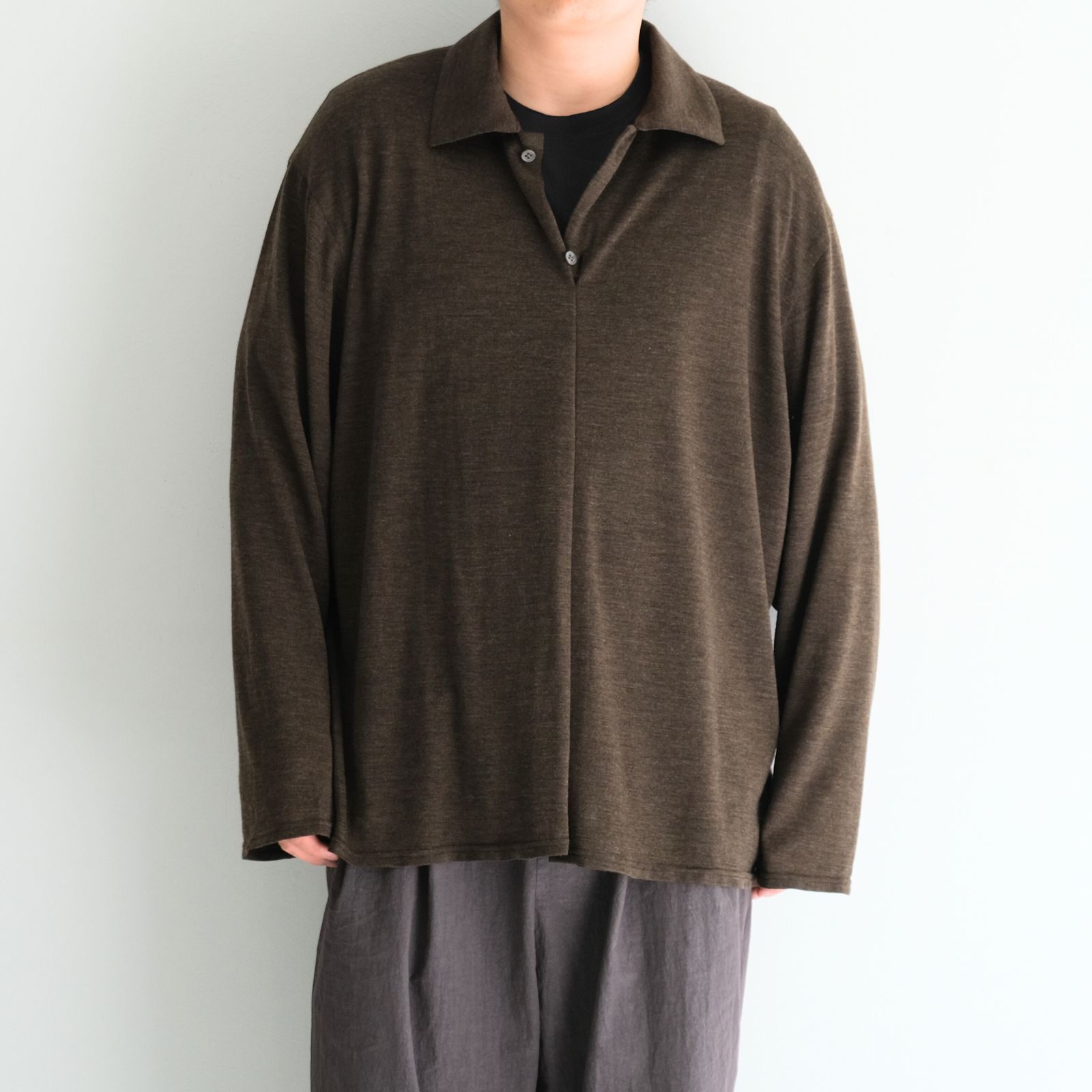 Wool Jersey Twisted polo Shirts / ポロシャツ / Brown