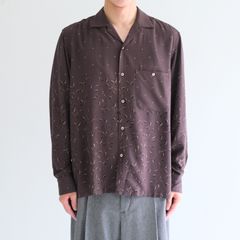 【残り1点】OPEN COLLAR SHIRTS  - Botanical print -（Dark Brown）
