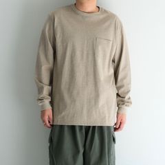 WRAP AROUND POCKET TEE L/S - Raffy plainstitch - / ラップアラウンドポケットT L/S - ラフィープレーンステッチ -（Beige）