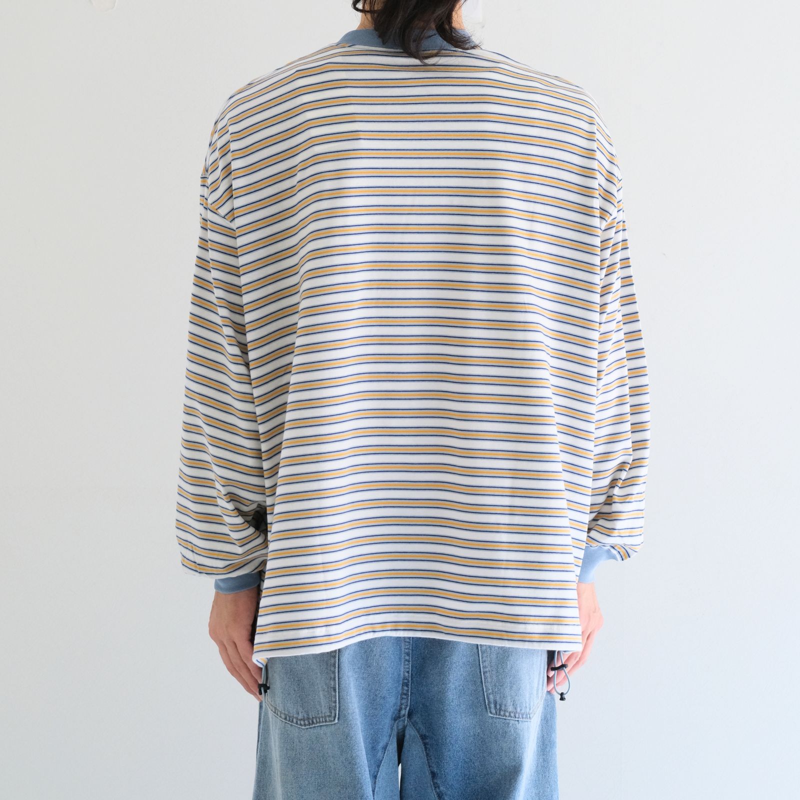 Balloon Border Long-sleeve T-Shirt（SAX x YELLOW）
