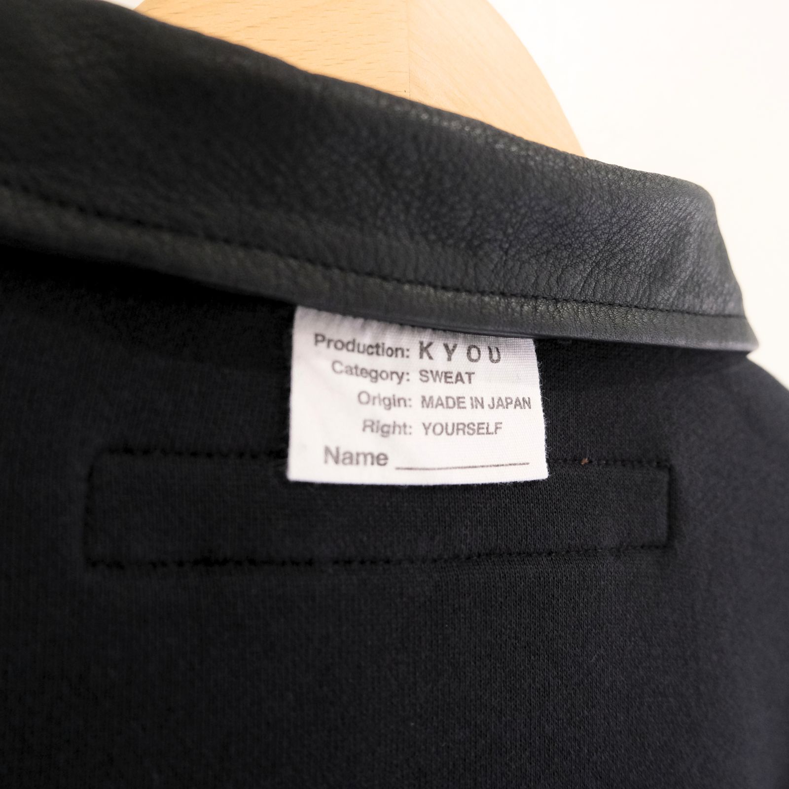 【残り1点】"BROTHERS" Leather x Original Supima Aging Cotton Sweat（BLACK）