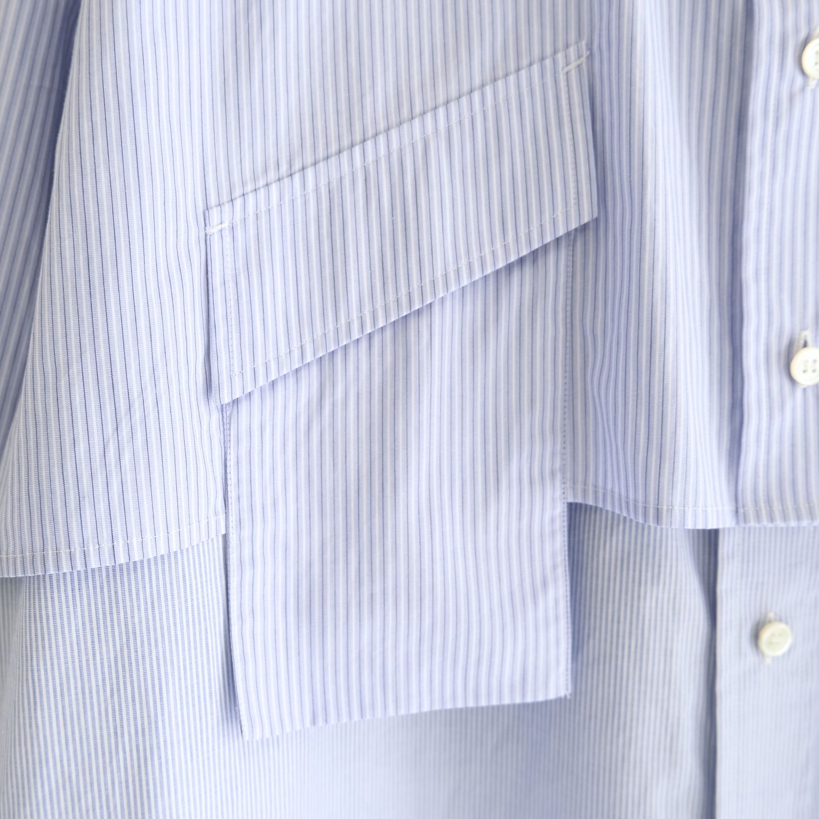 【残り1点】Layered Shirt / レイヤード シャツ（Sax Stripe）