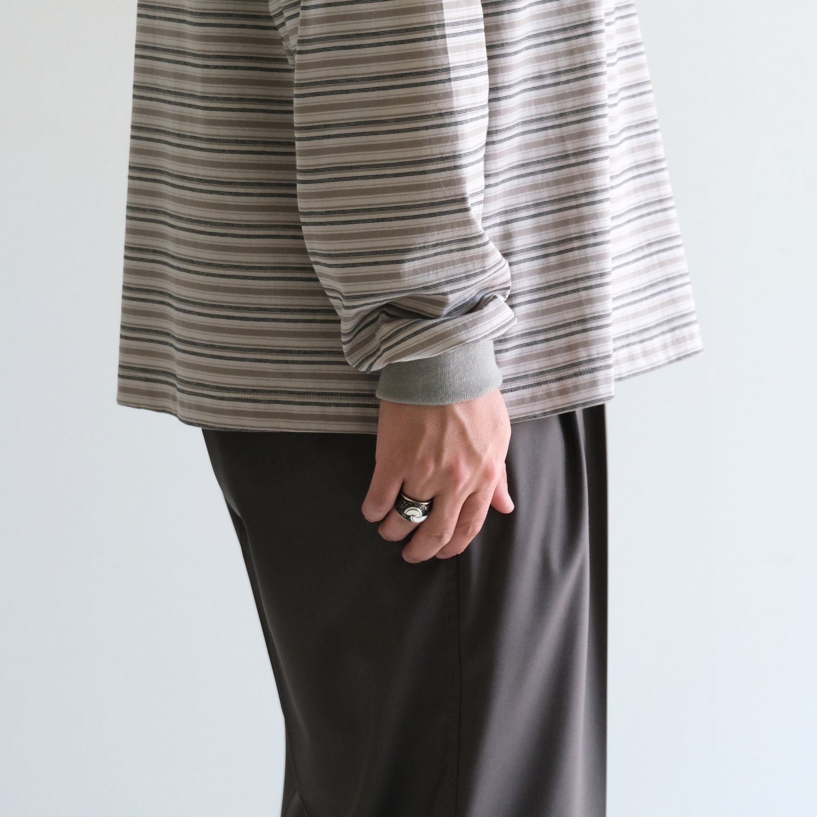 Brief Stripe Rugby TEE / ブリーフストライプラグビーTシャツ（LIGHT KHAKI）