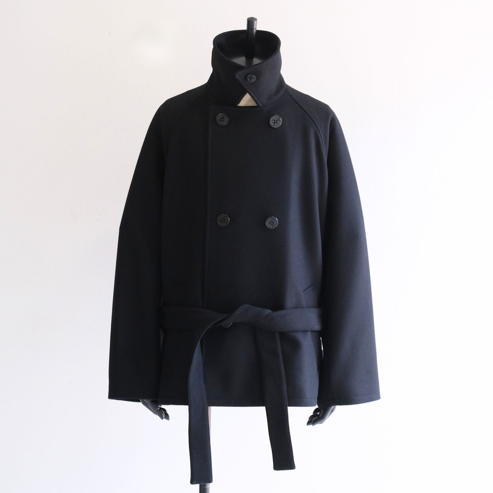 【残り1点】Wool Raglan Pea Coat（Black）