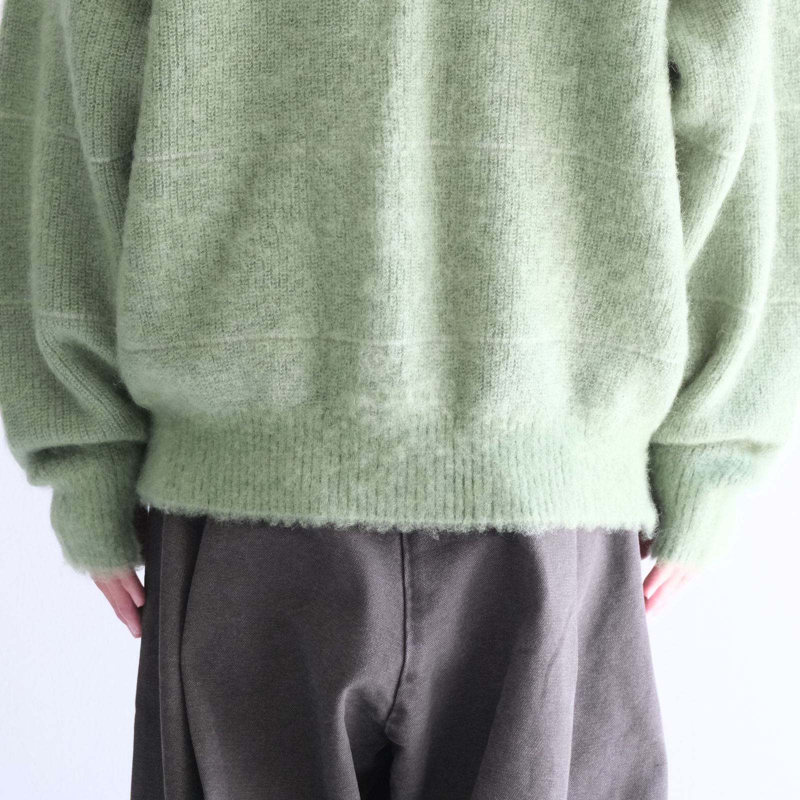 【残り1点】MOHAIR BOARDER CARDIGAN（GREEN）
