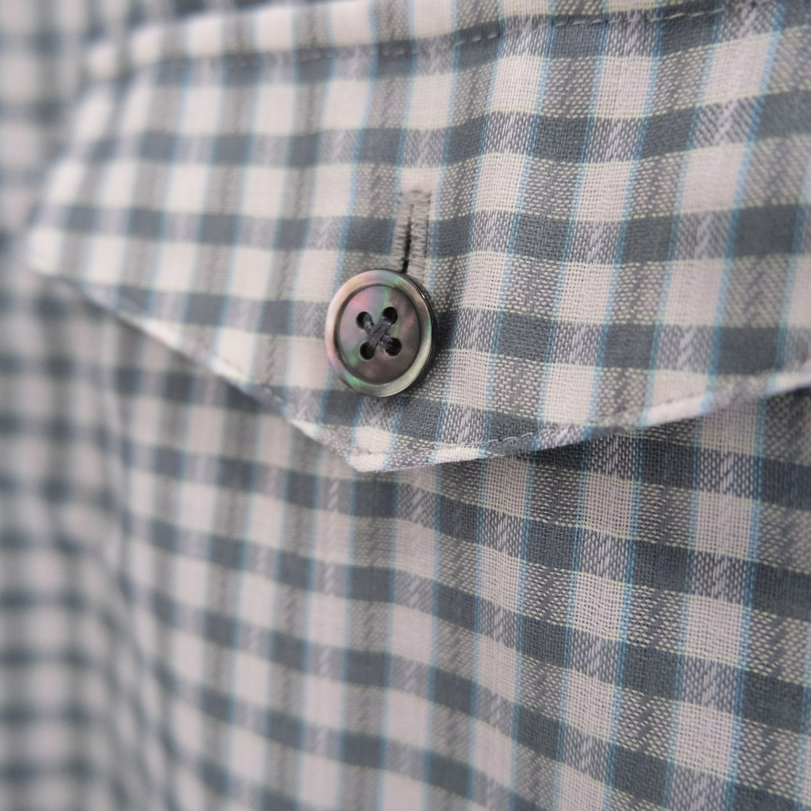 SUPER LIGHT WOOL CHECK SKIPPER SHIRT / スーパー ライト ウール チェック スキッパー シャツ（GREEN GREY）