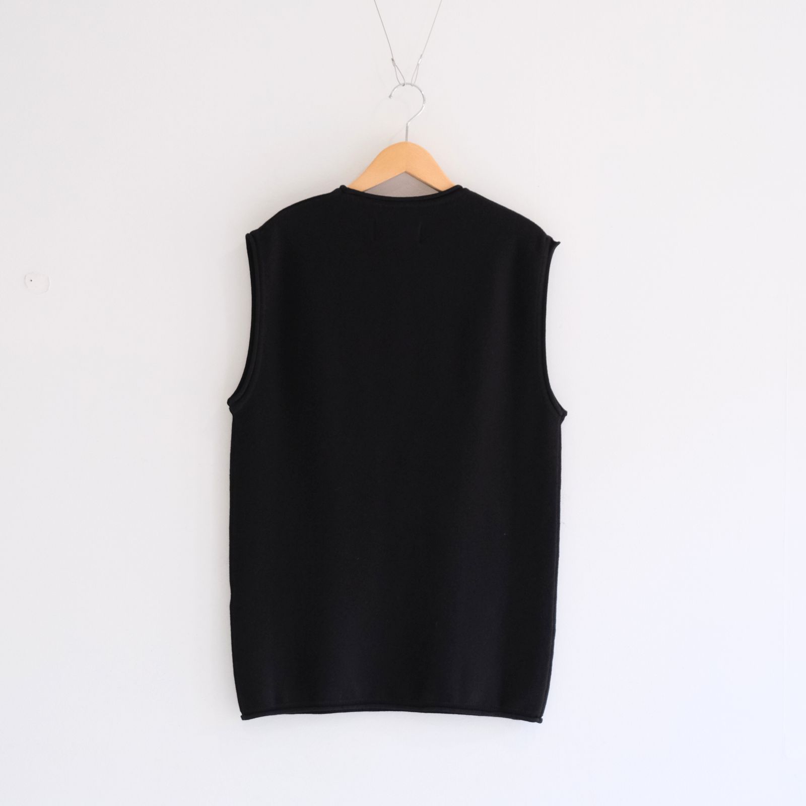 PREMIUM WIDE SHOULDER KNIT SLEEVELESS / ニット / ノースリーブ / ASPHALT BLACK