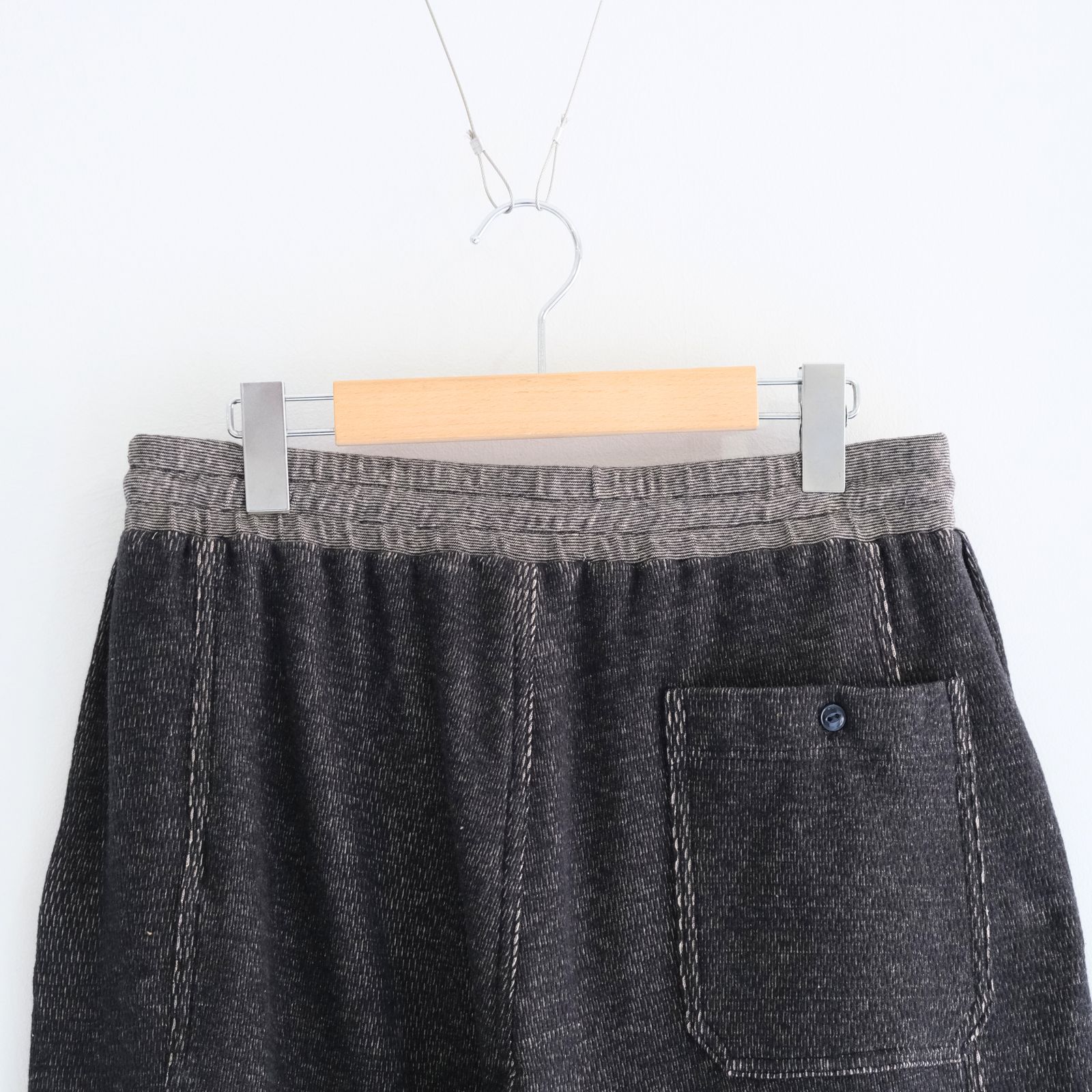 THERMAL SHORT PANTS - Mixed “UNSTAINED” yarn - / ショーツ / パンツ / BLACK