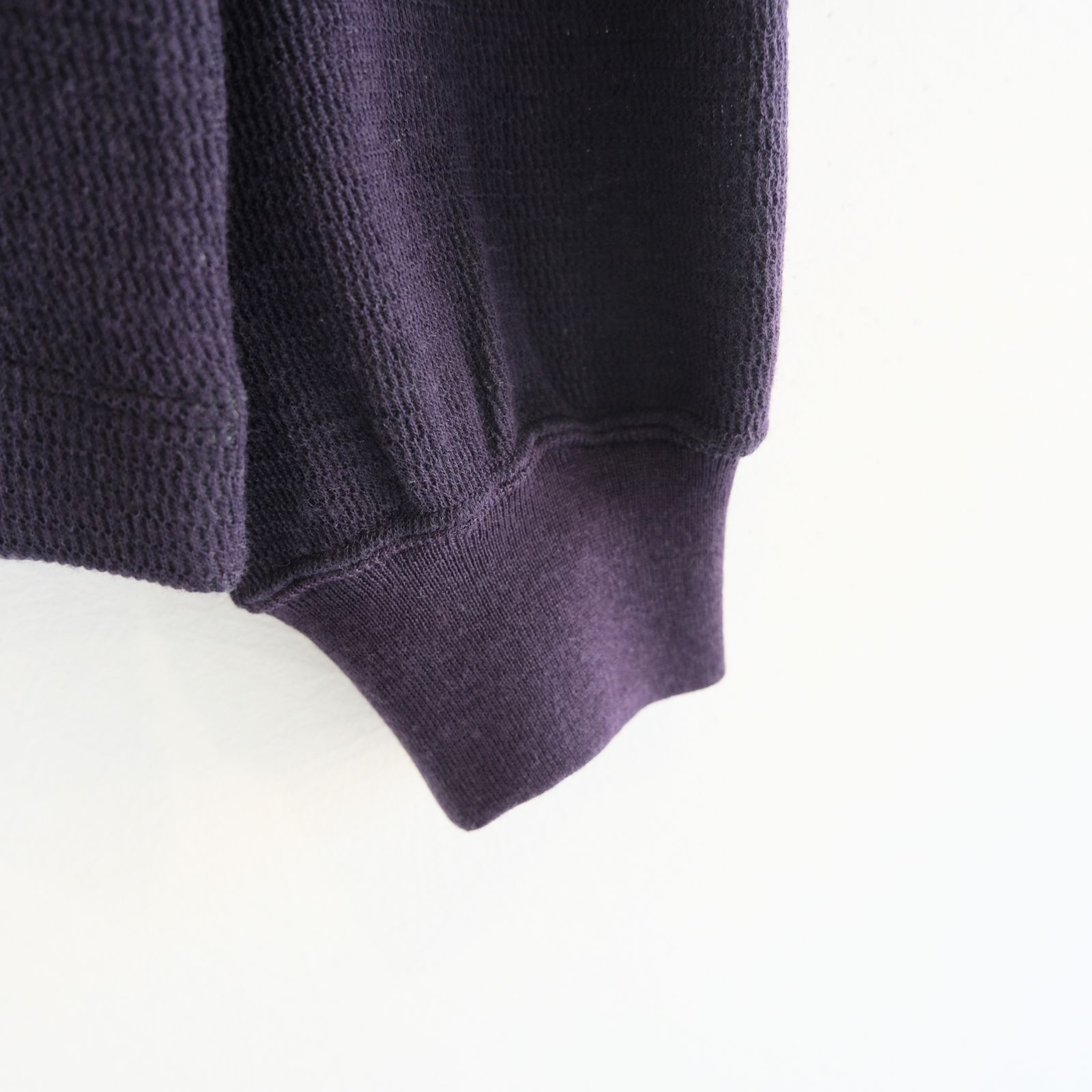 W/C HONEYCOMB HENLEY-NECK TOP（DARK PURPLE）