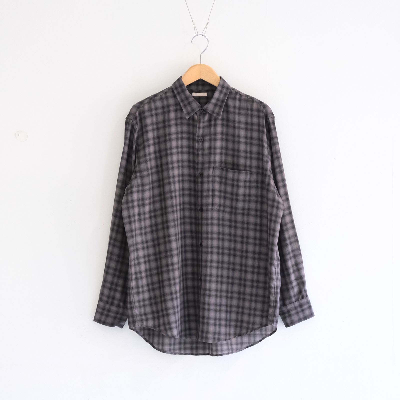 SUPER LIGHT FADED CHECK SHIRT（BLACK / GREY）