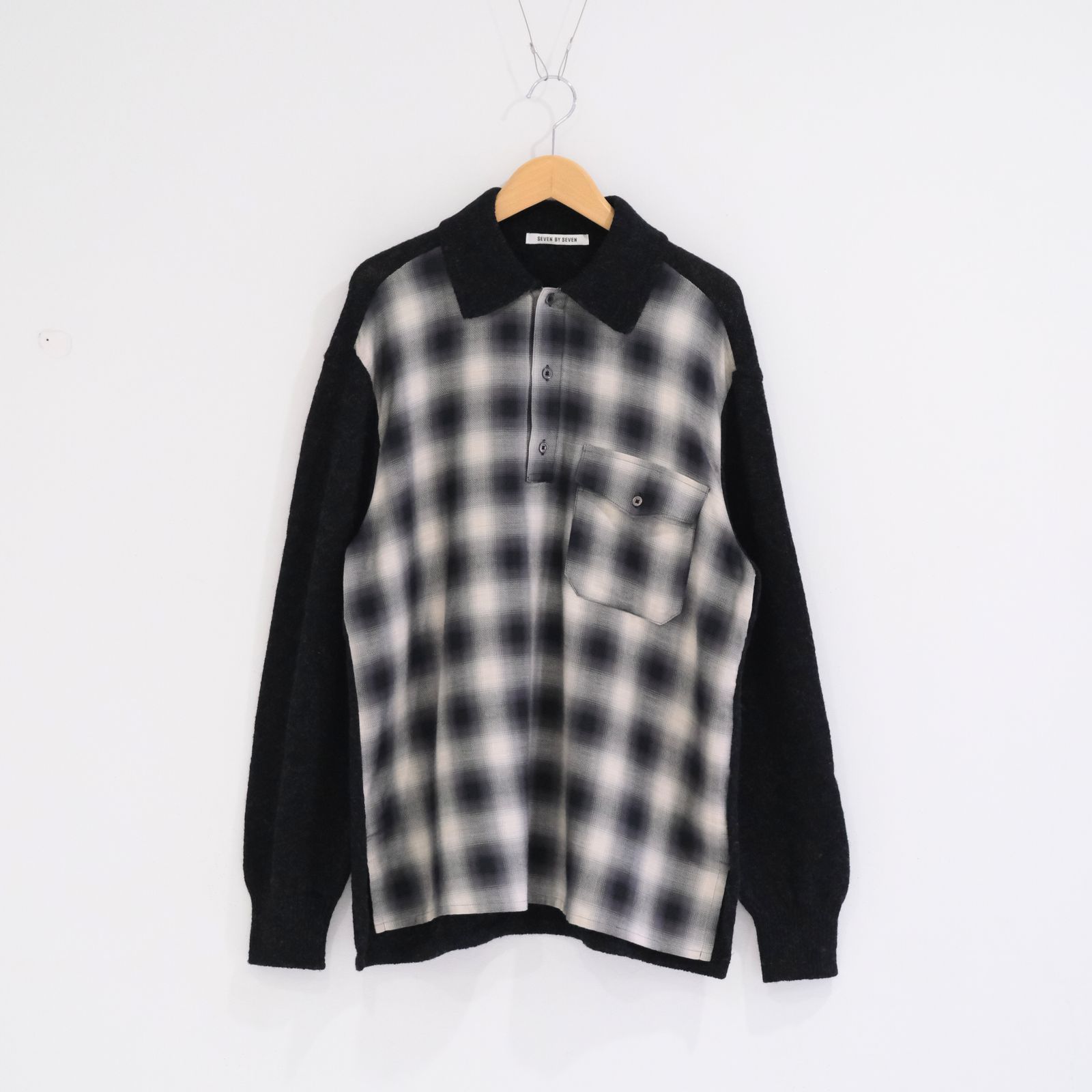 OMBRE CHECK PULLOVER KNIT SHIRTS ‐Cotton / Yak & Wool‐ / ニットシャツ / ニット / シャツ / プルオーバー /  オンブレチェック / Check