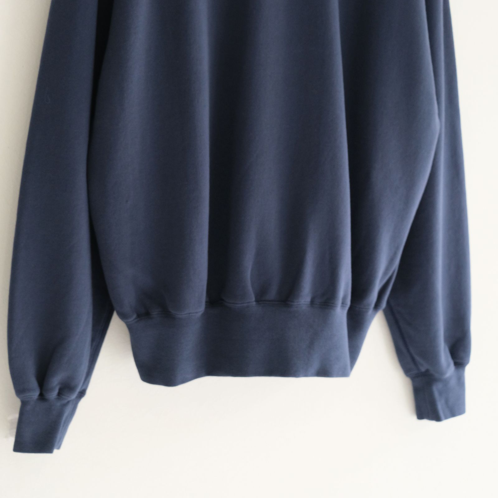 "BROTHERS" Leather × Original Supima Aging Cotton Sweat / ハーフジップ / スウェット / レザー / NAVY