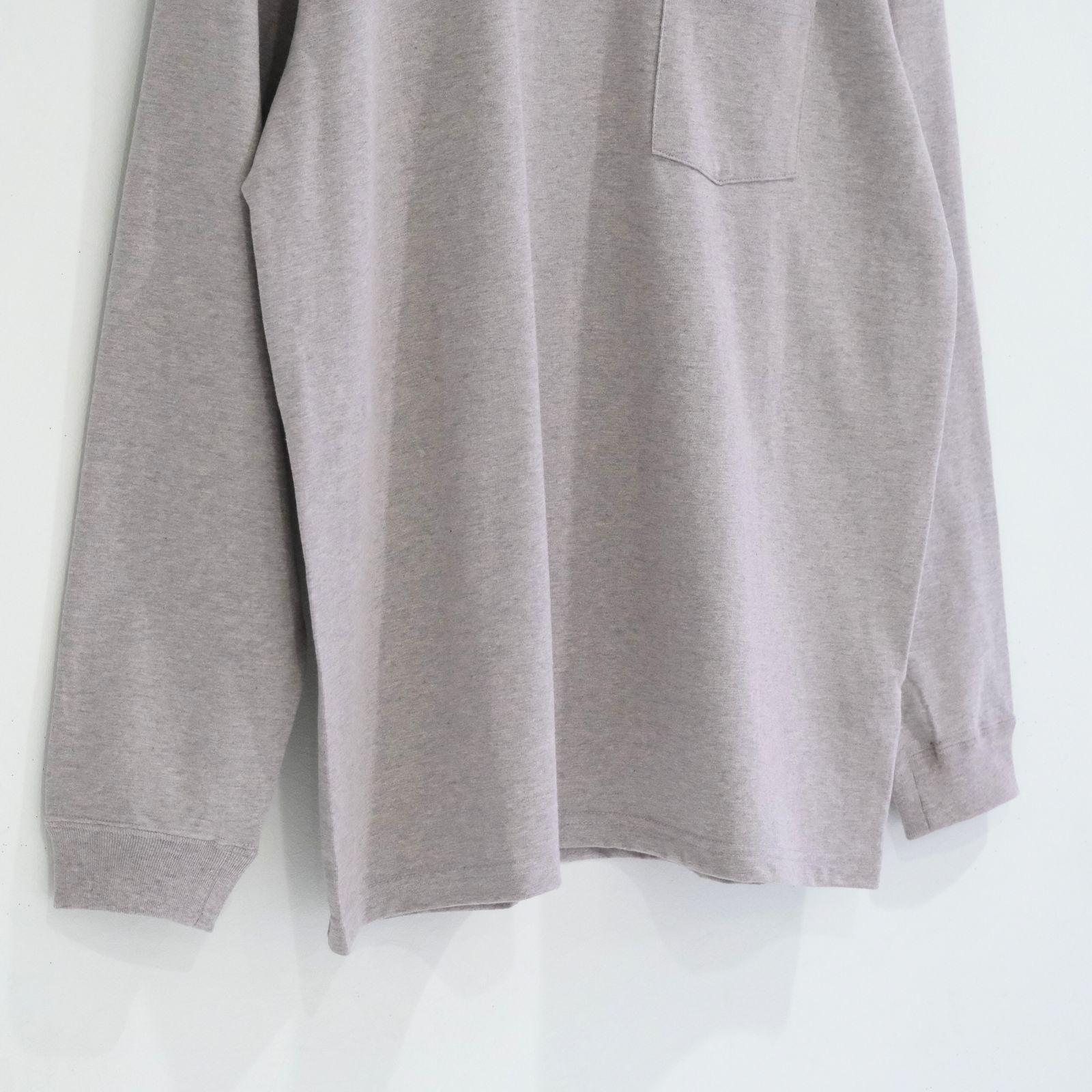 WRAP AROUND POCKET TEE L/S - Raffy plainstitch - / ロンT / ロングスリーブTシャツ / ラフィー / Pink