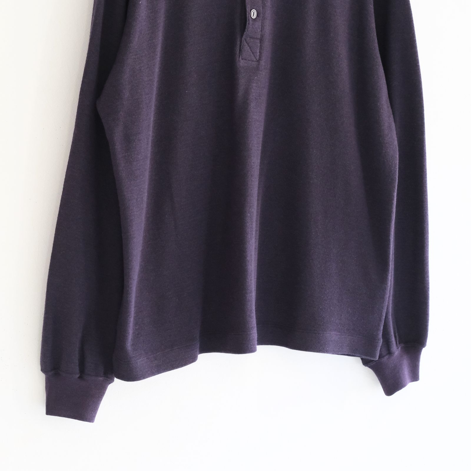 W/C HONEYCOMB HENLEY-NECK TOP（DARK PURPLE）