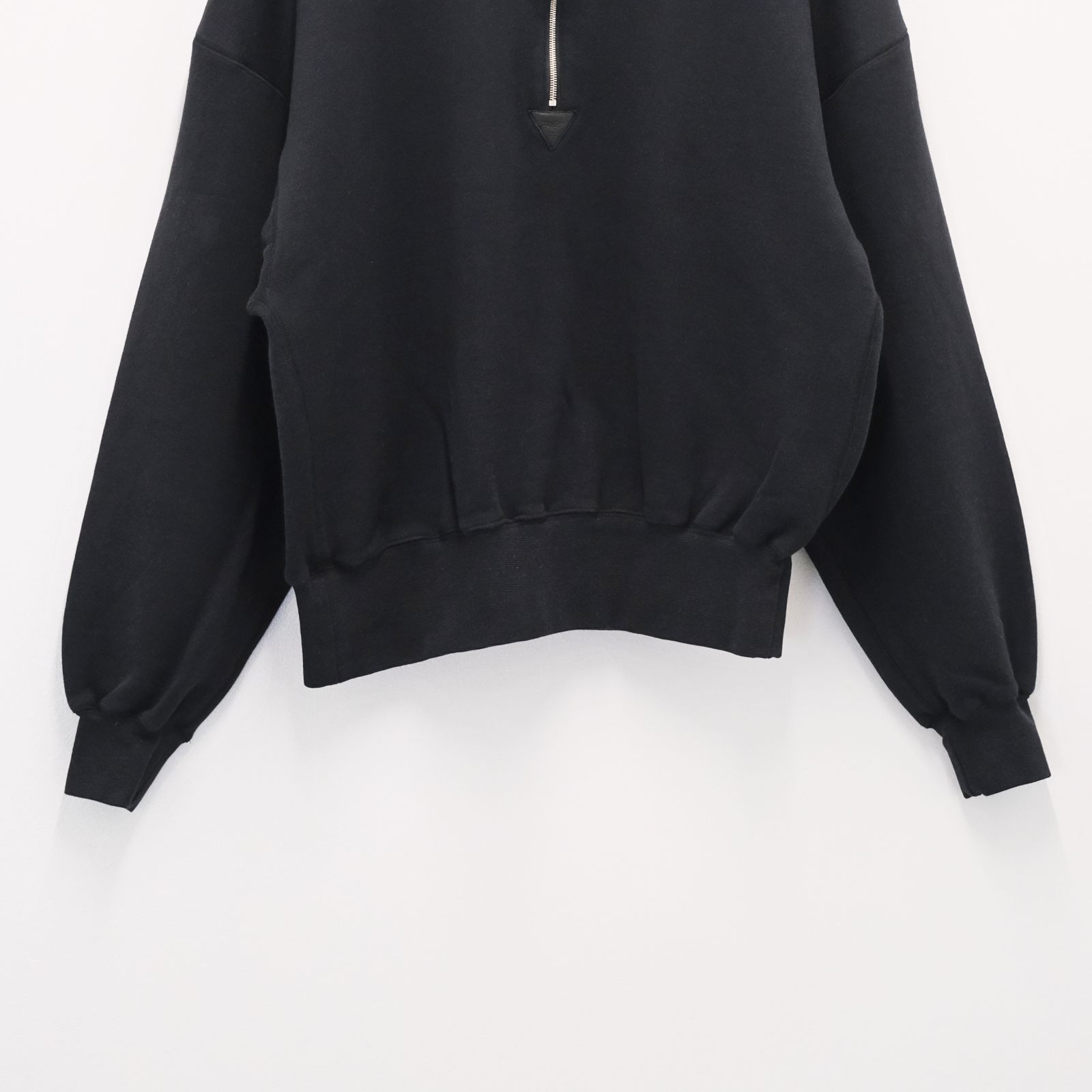 "BROTHERS" Leather × Original Supima Aging Cotton Sweat / ハーフジップ / スウェット / レザー / ブラック