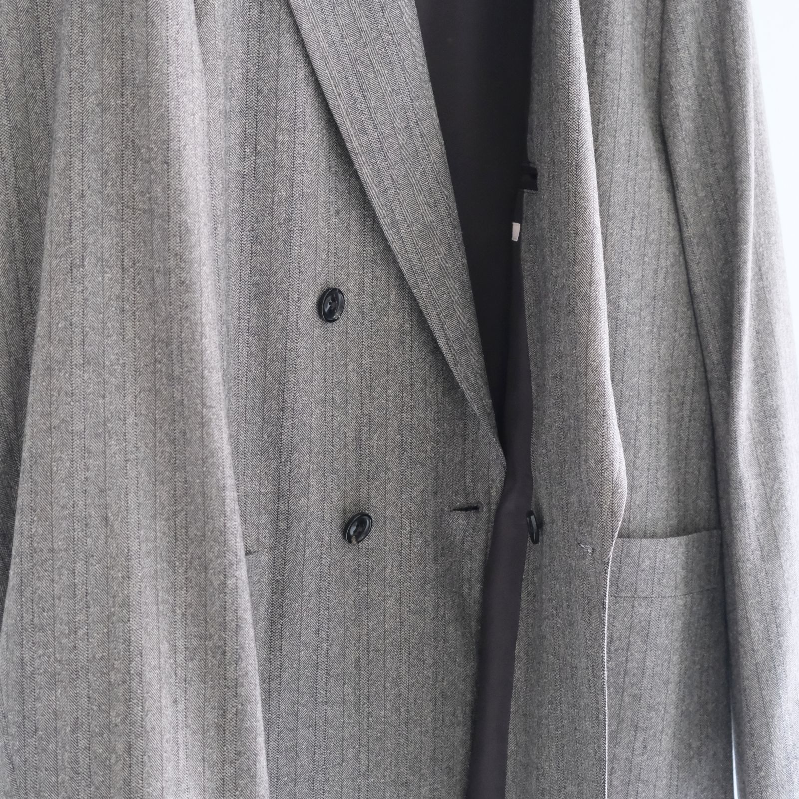【残り1点】W/S HERRINGBONE STRIPE DB JKT（TAUPE GREY）