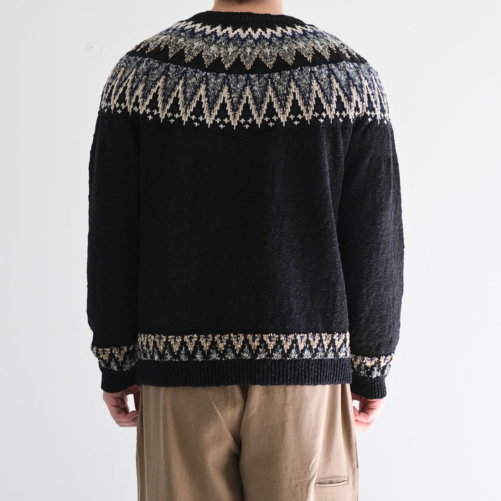SUMMER NORDIC KNIT P/O / ニット / 擬麻コットン / BLACK