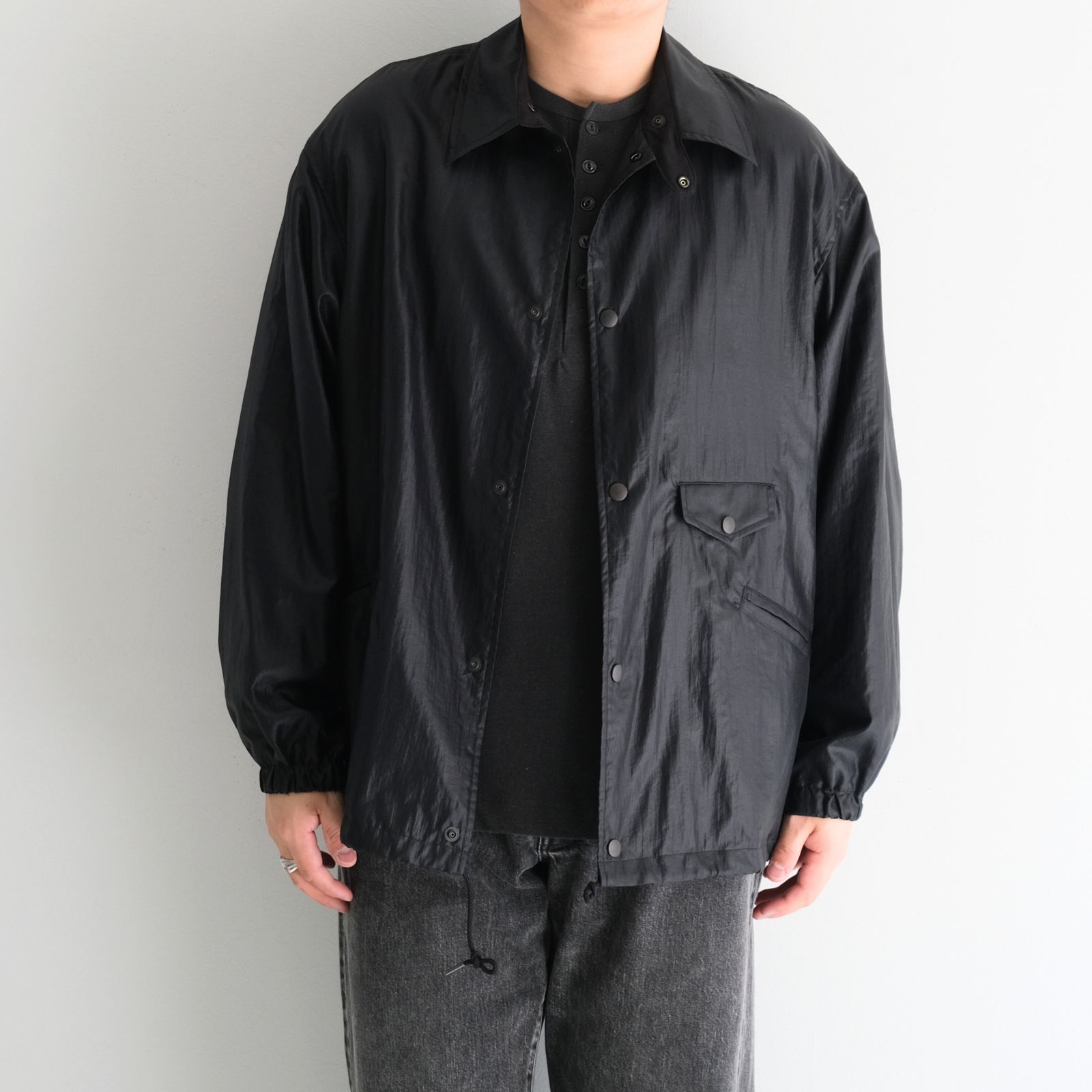 LUSTER NYLON TAFFETA COACH JKT / ラスターナイロンタフタコーチジャケット（BLACK）