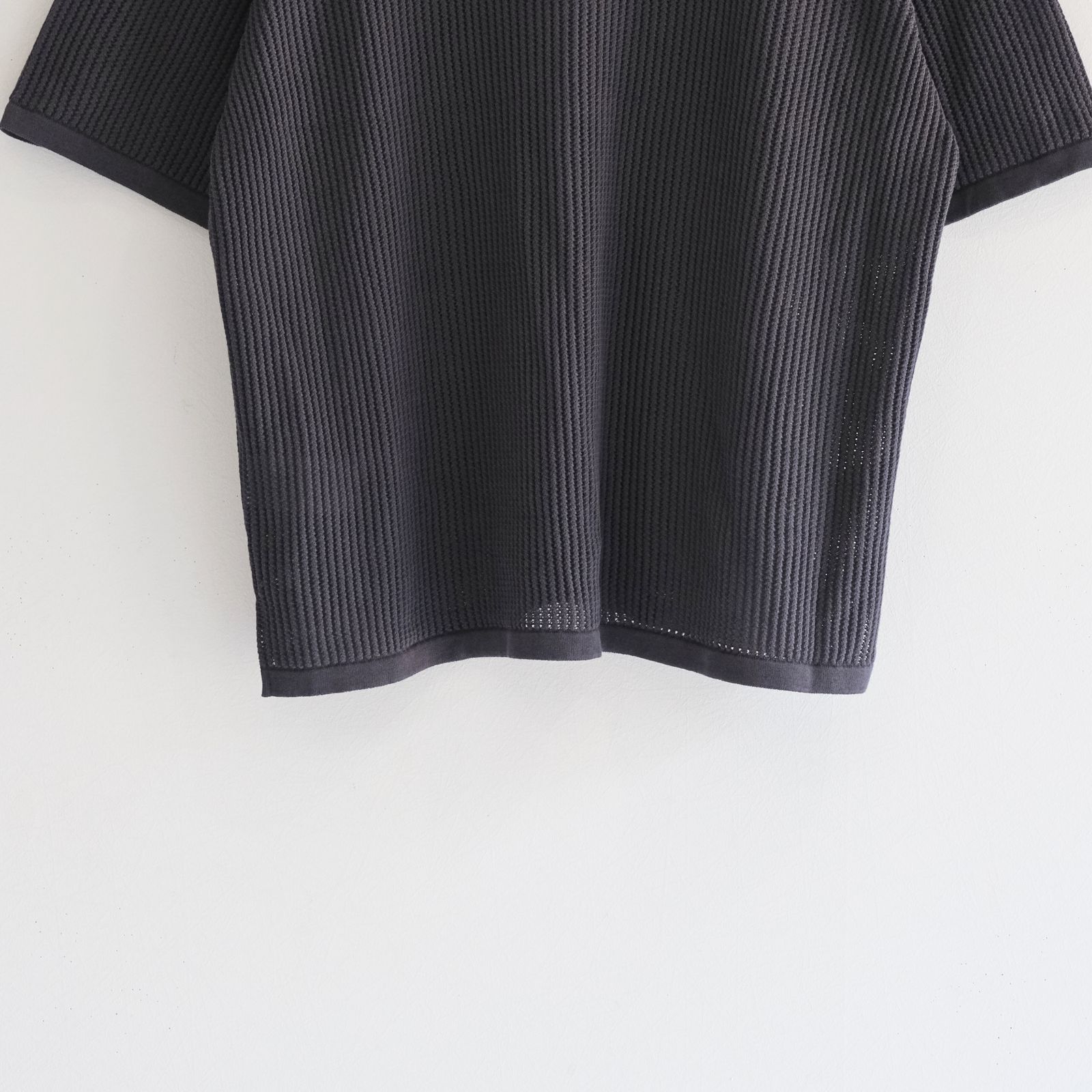 COTTON SUKASHI KNIT S/T / ニットシャツ / GRAY