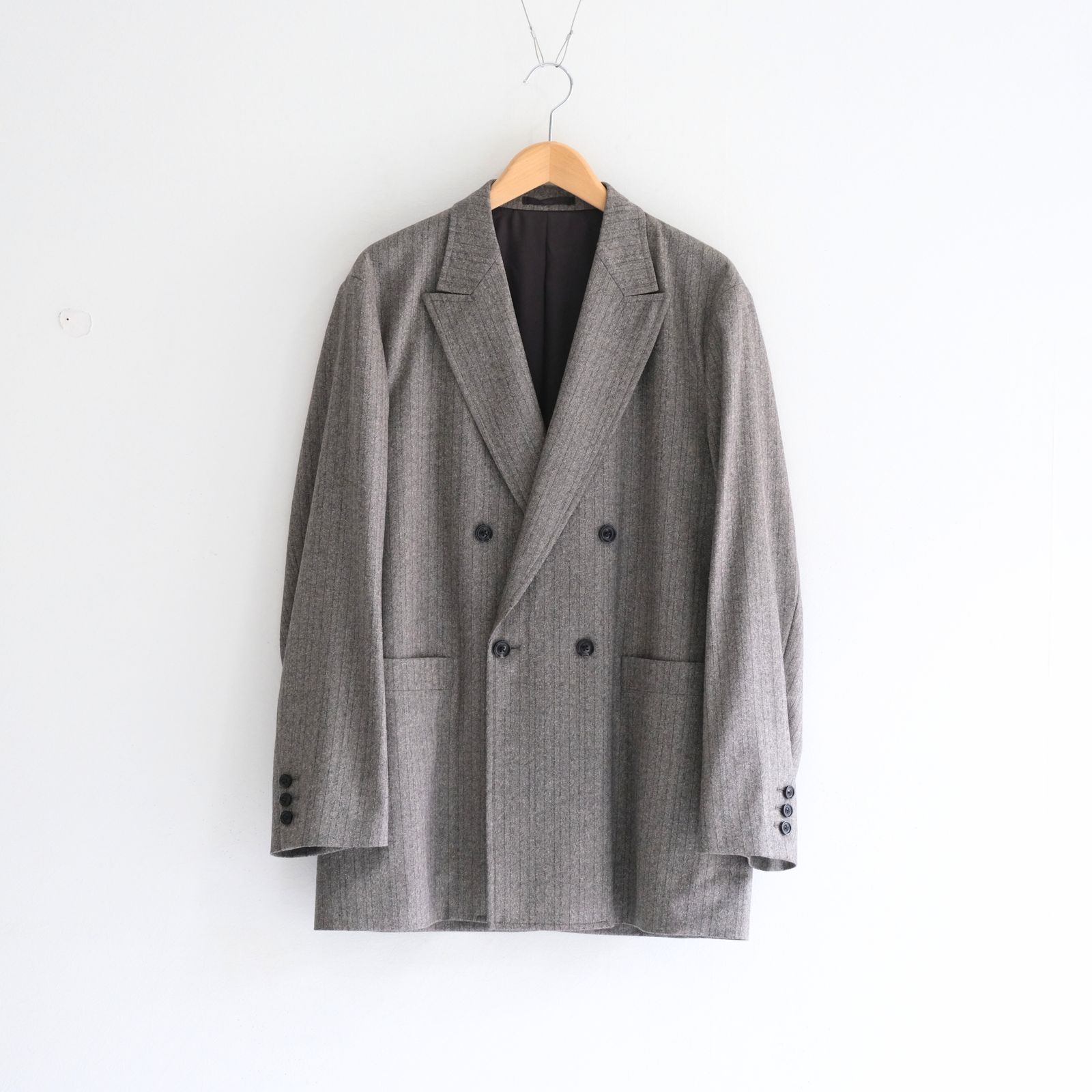 【残り1点】W/S HERRINGBONE STRIPE DB JKT（TAUPE GREY）