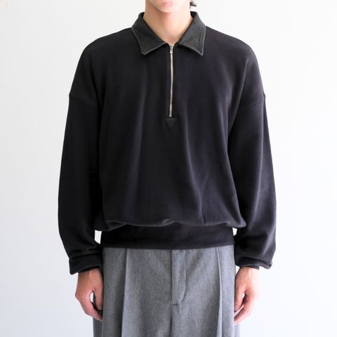 【残り1点】"BROTHERS" Leather x Original Supima Aging Cotton Sweat（BLACK）