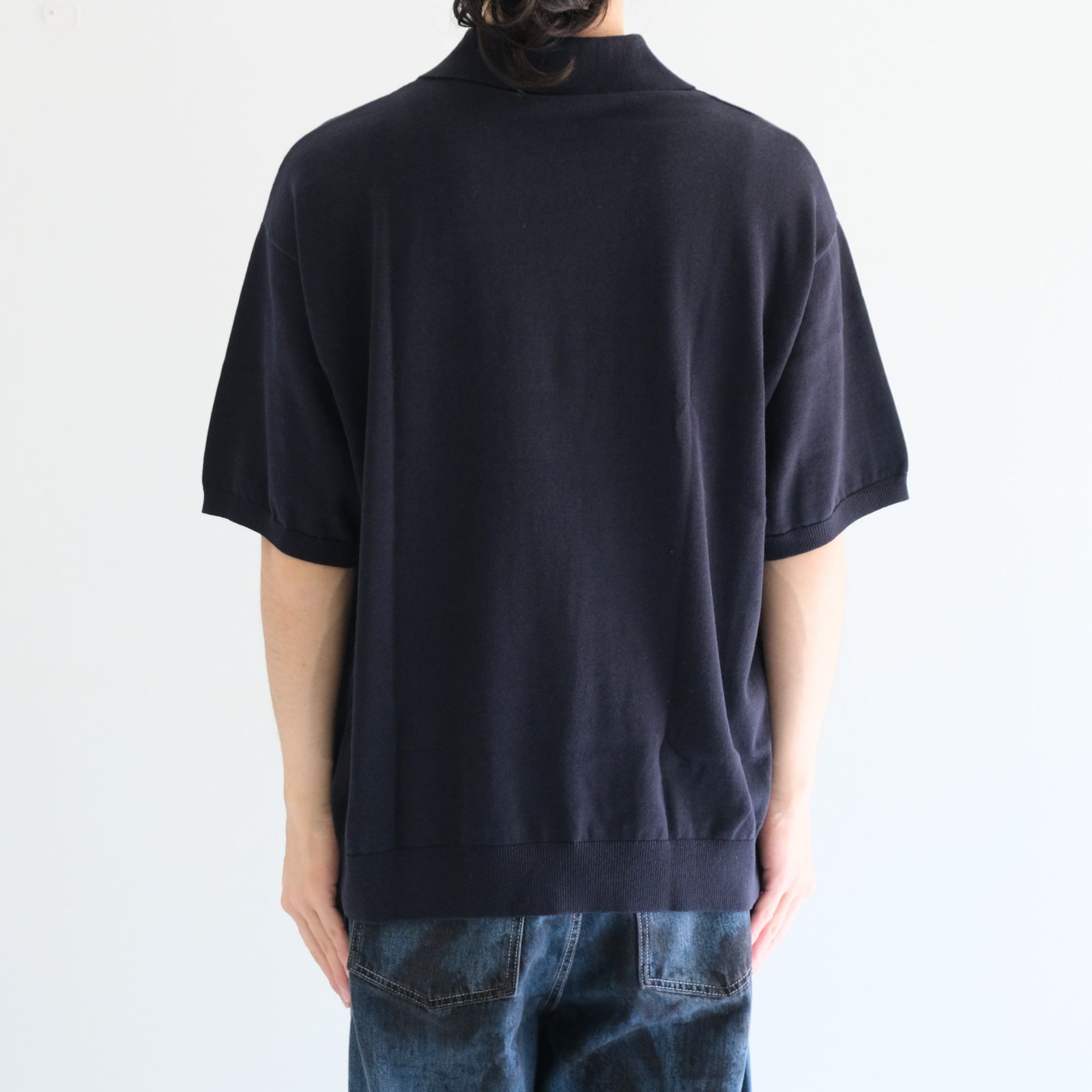 Knitted Polo Shirt /  ニット ポロ シャツ（NAVY）