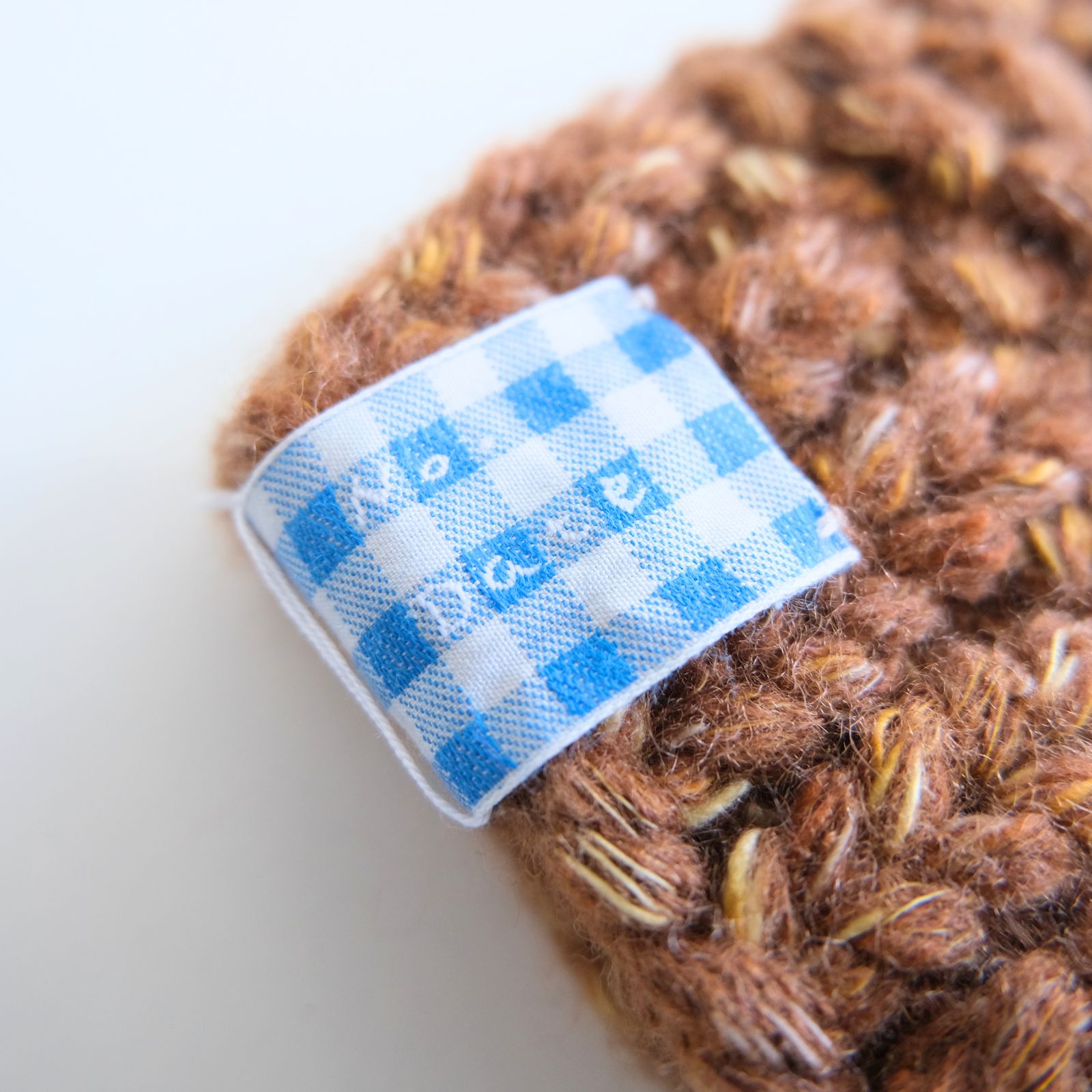 WOOL MIX HAND KNIT GLOVES（BROWN）