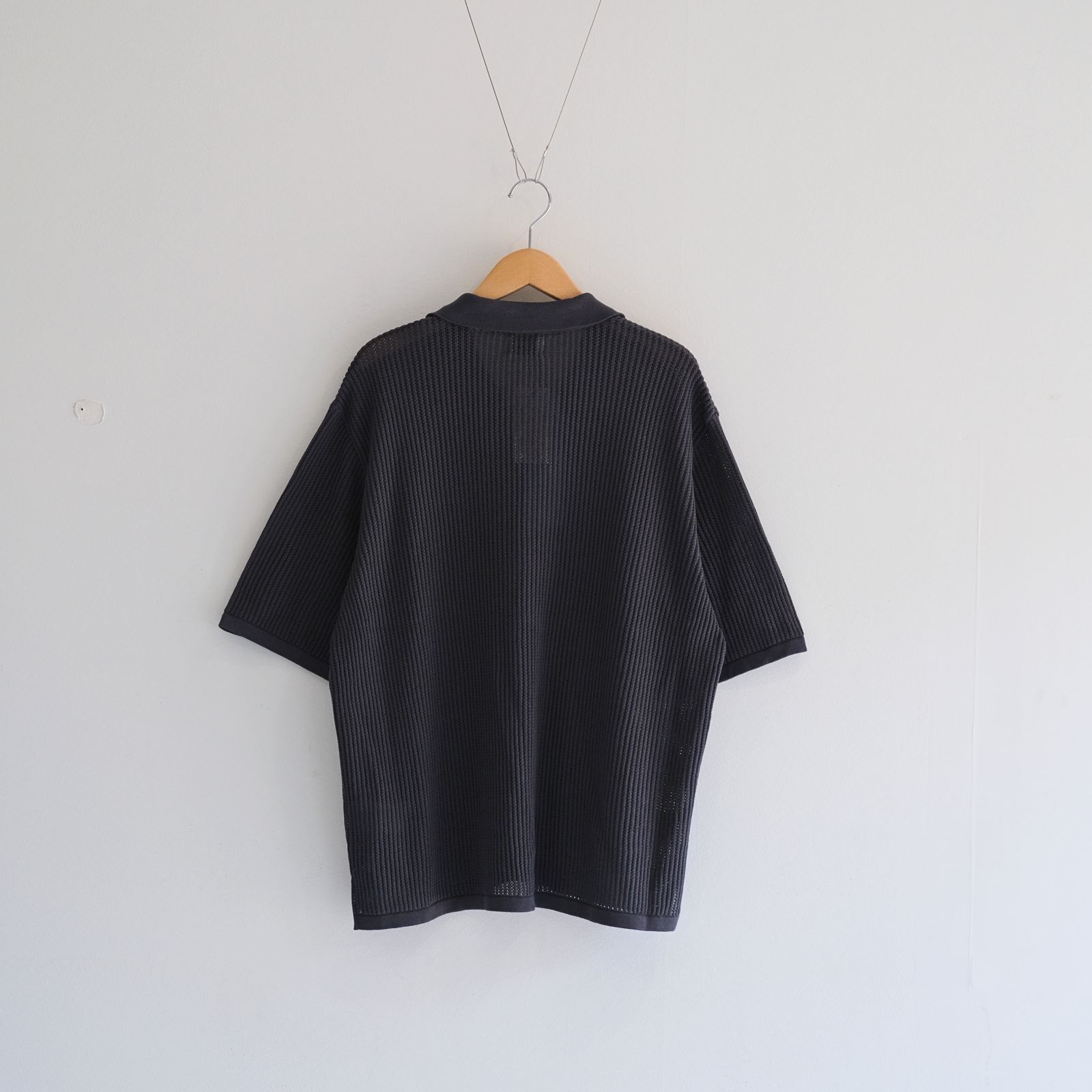 COTTON SUKASHI KNIT S/T / ニットシャツ / GRAY