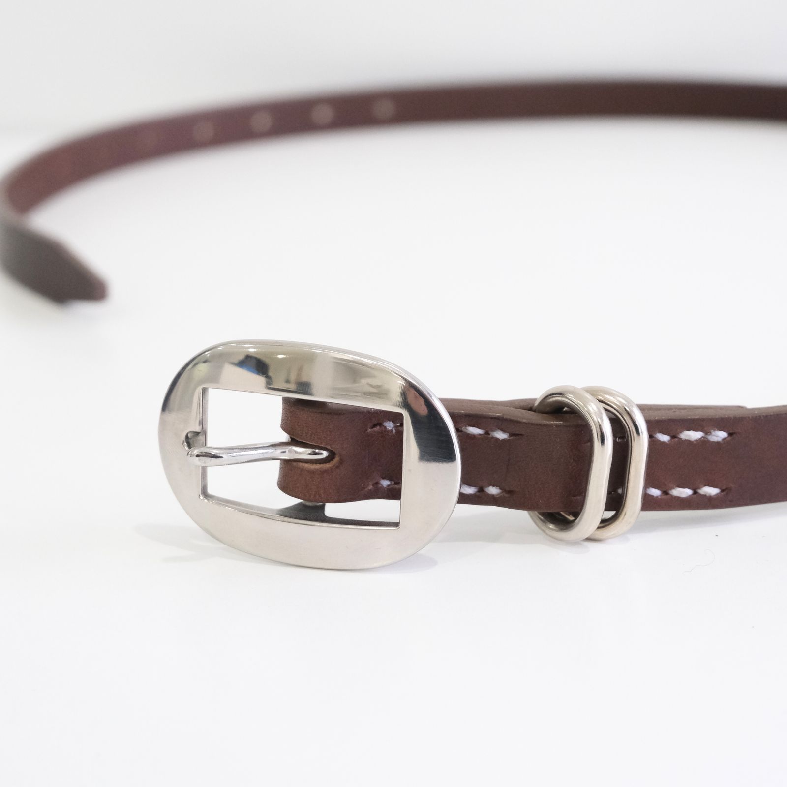 CART BUCKLE NARROW LEATHER BELT / ベルト / レザーベルト / Rooster King＆Co., / Cow leather / 牛革 / Brown