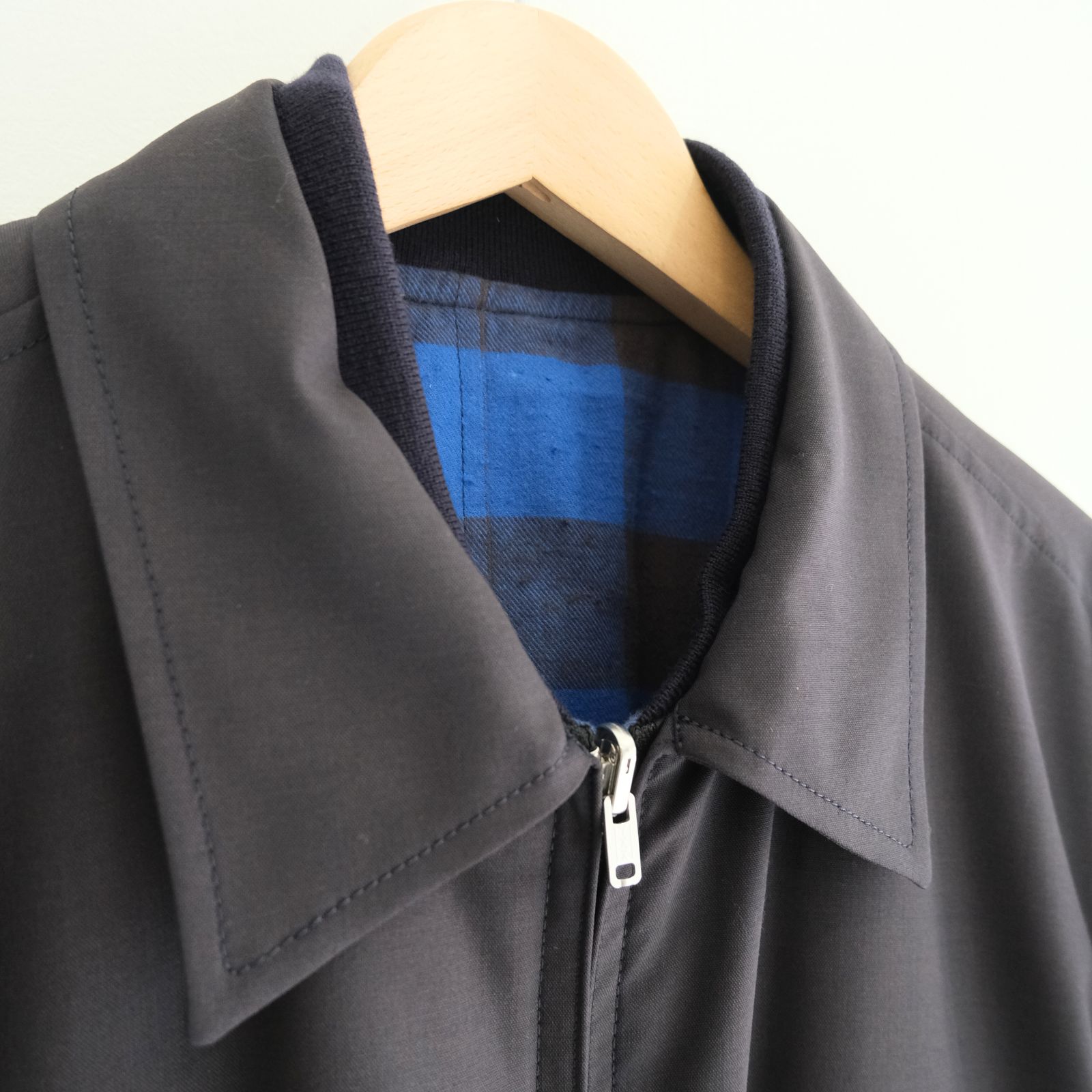 REVERSIBLE BLOUSON ‐Wool /Cotton slub Buffalo check‐ / ジャケット / ブルゾン / リバーシブル / プリマロフト / Navy・Blue