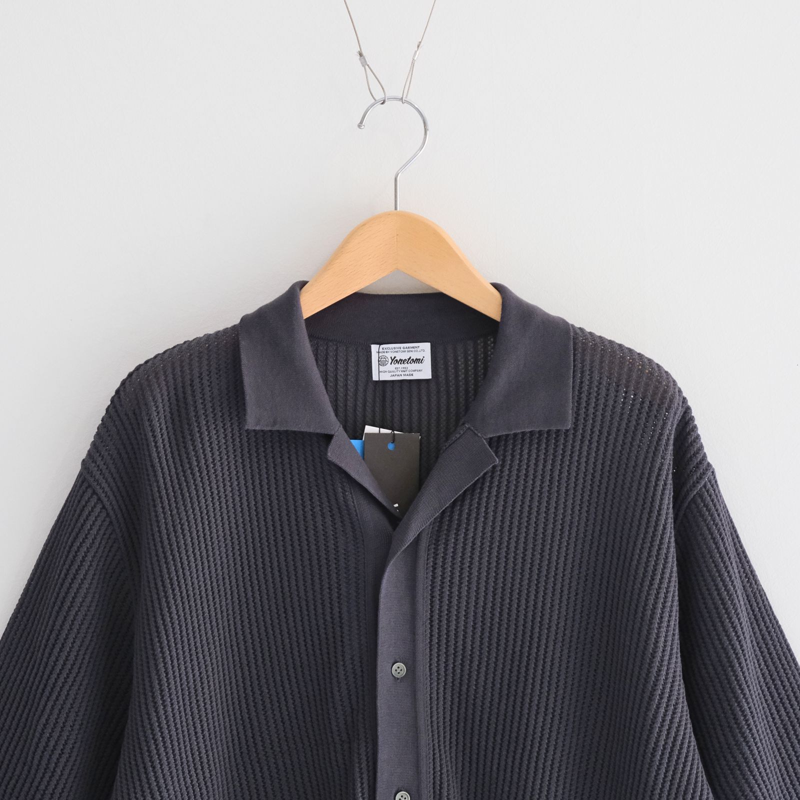 COTTON SUKASHI KNIT S/T / ニットシャツ / GRAY