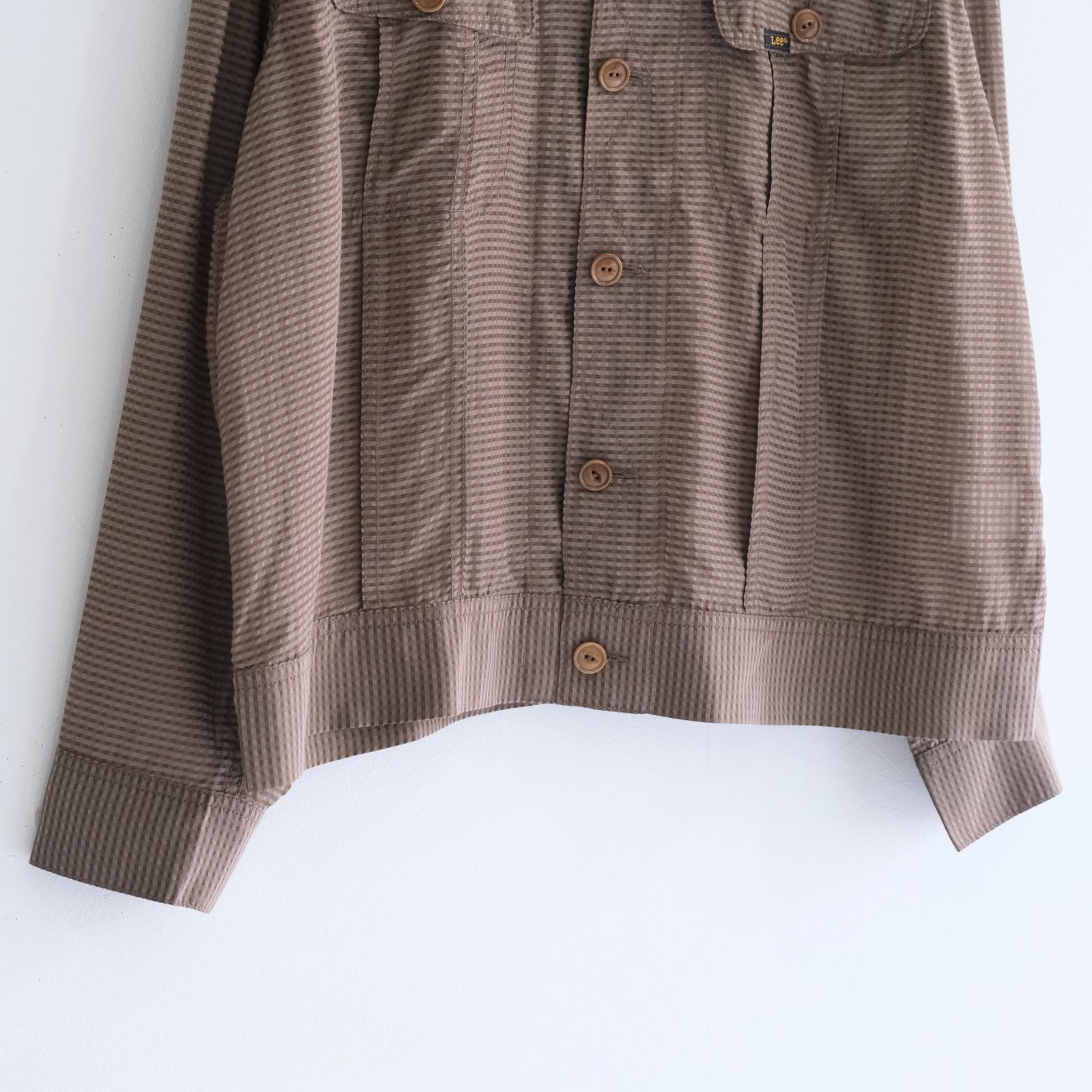 Lee / SEVEN BY SEVEN / SHEER COWBOY JACKET ‐Gingham Check Indian fabric‐ （Greige）